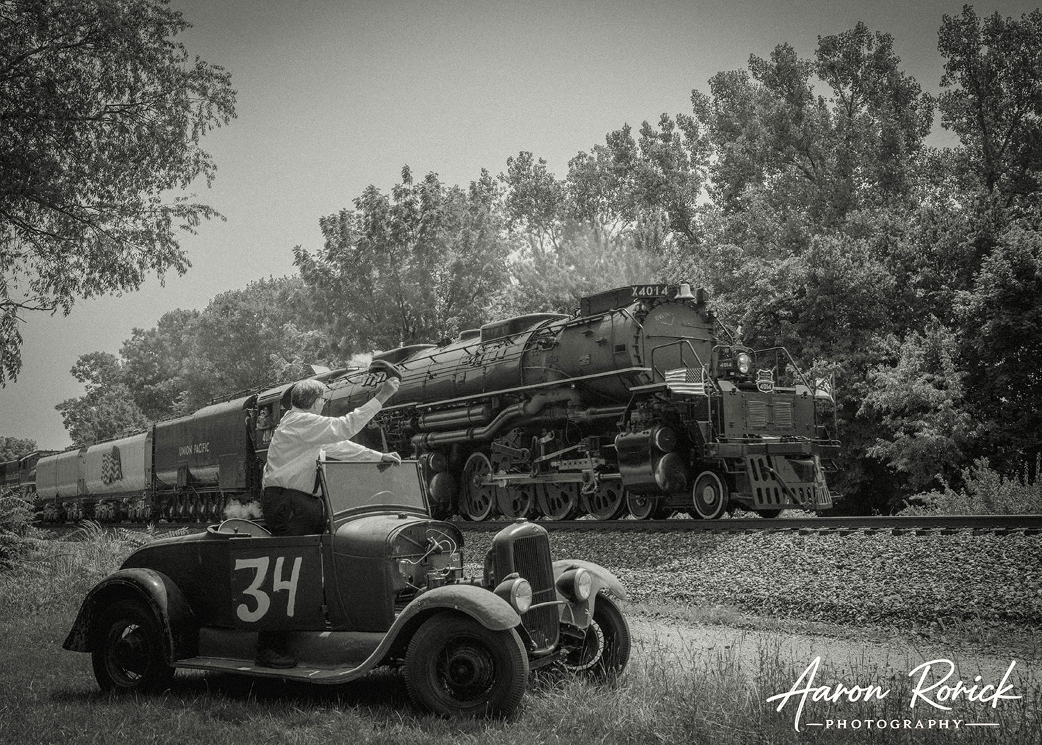 Big Boy 4014 Union Pacific Roadster Poster Black and White