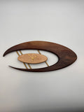 MCM Atomic Boomerang Clock Custom Hand Made Walnut, Curly Maple, Brass