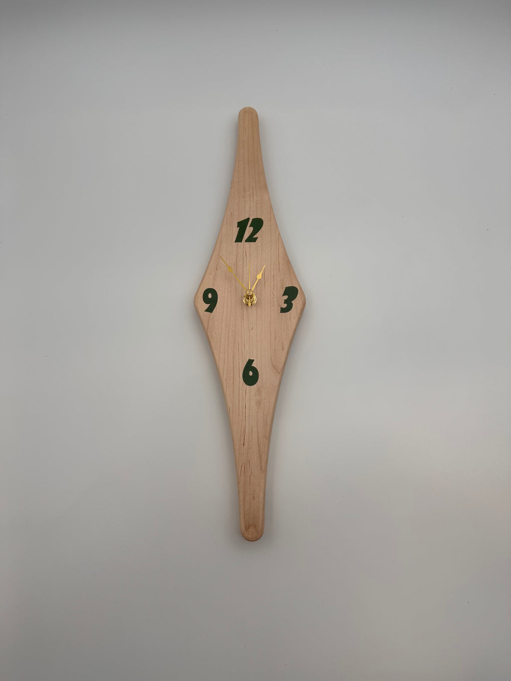MCM Atomic Diamond Clock Custom Hand Made Maple and Green Epoxy
