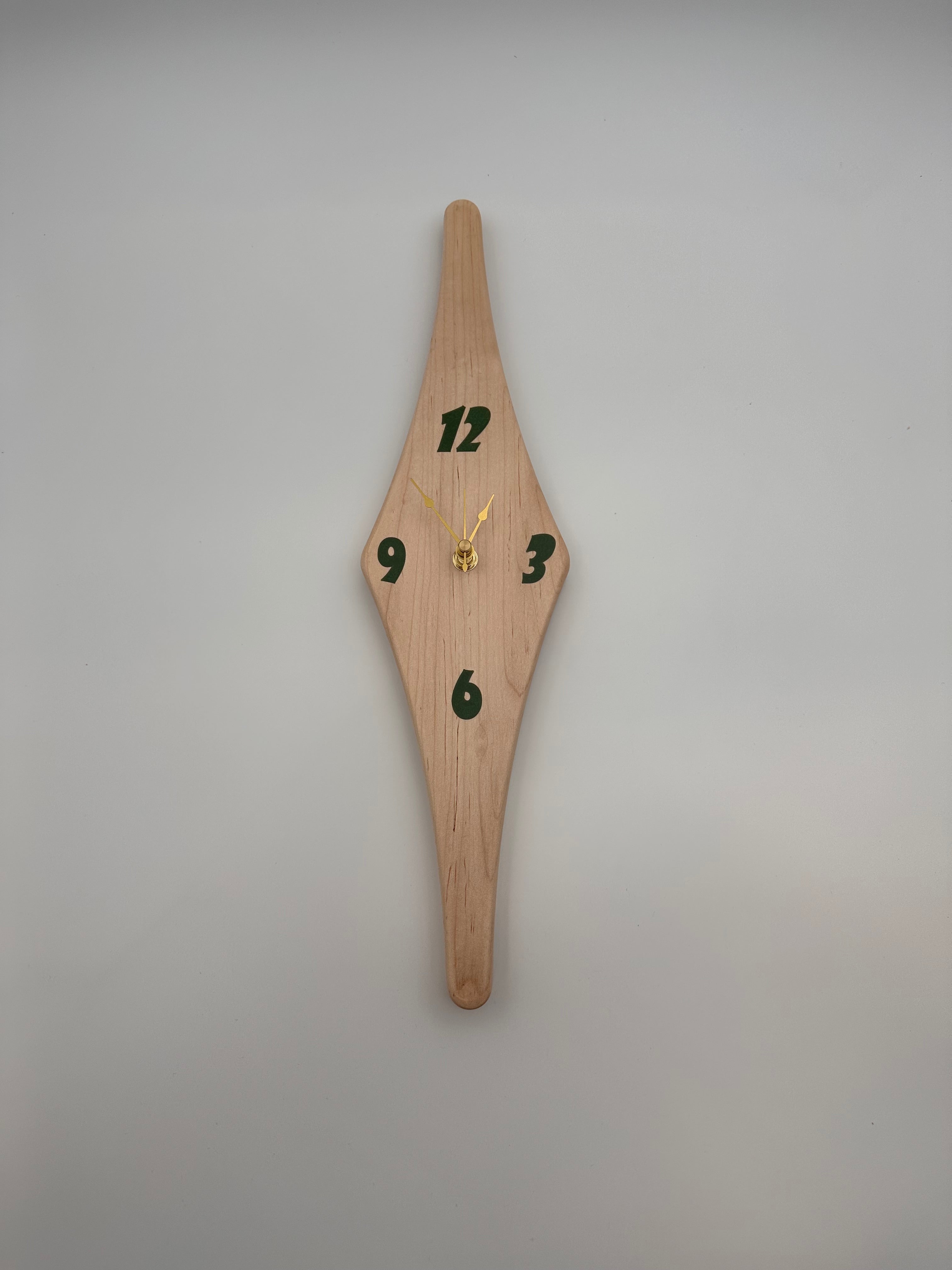 MCM Atomic Diamond Clock Custom Hand Made Maple and Green Epoxy