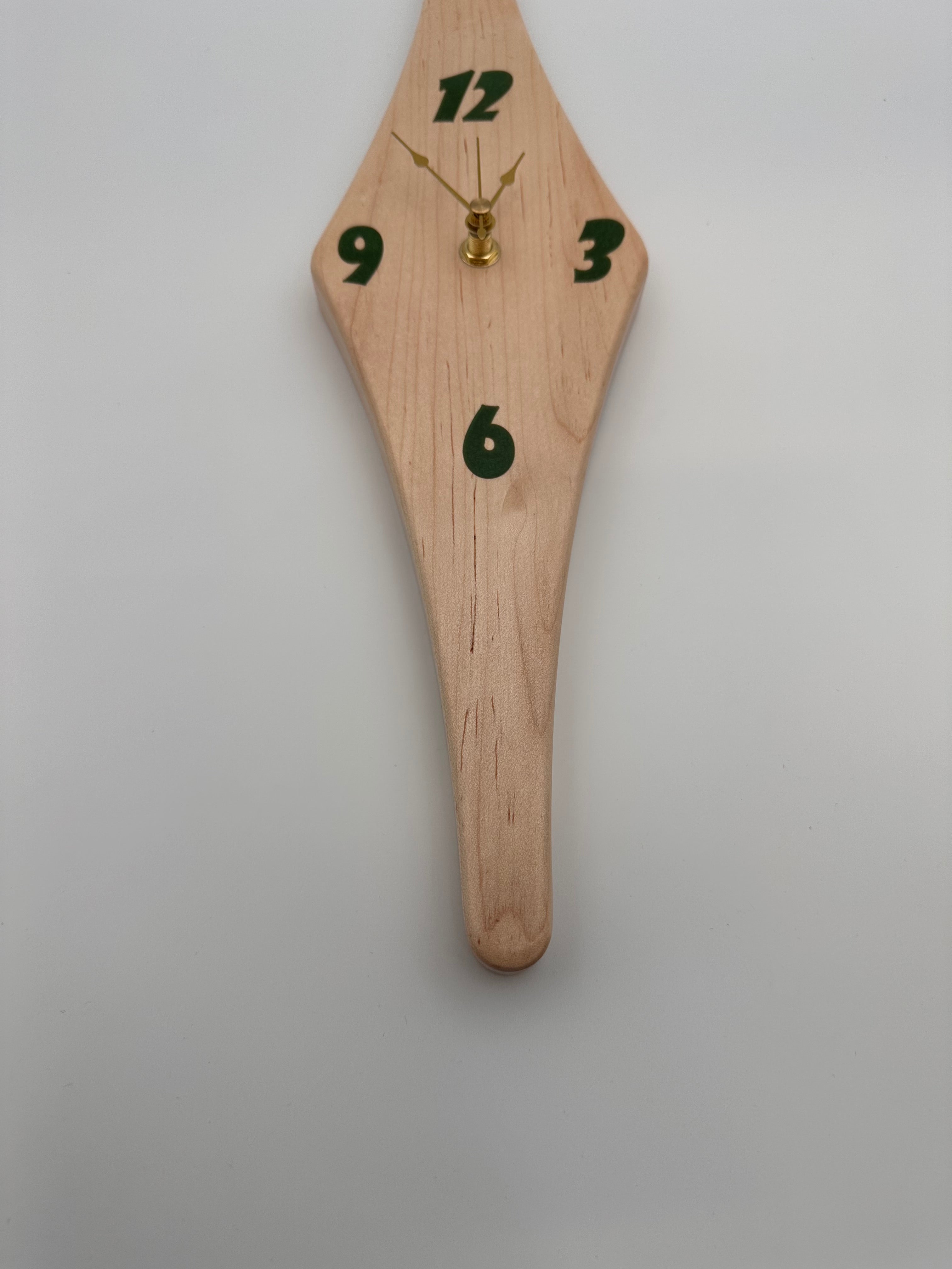 MCM Atomic Diamond Clock Custom Hand Made Maple and Green Epoxy