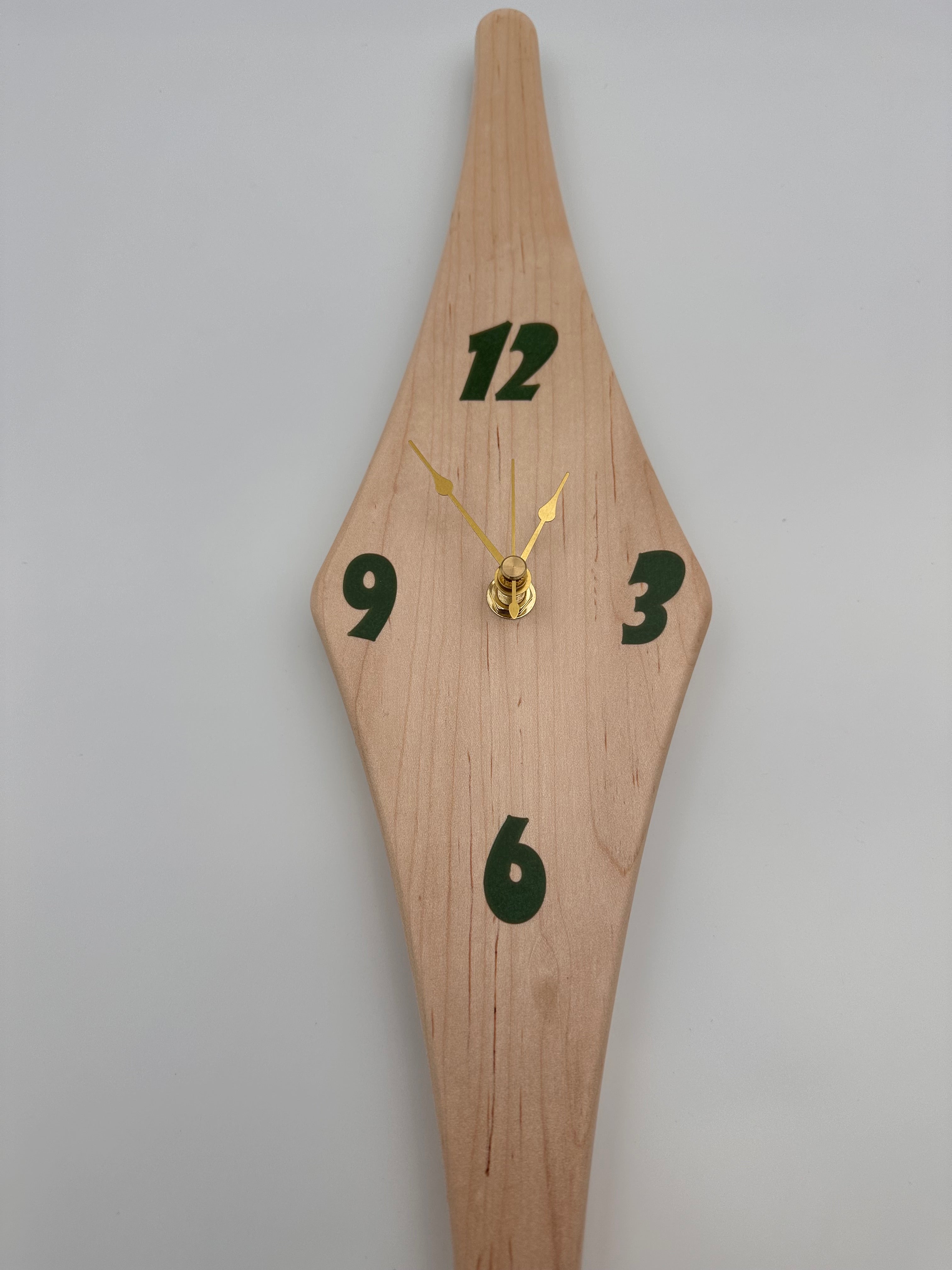 MCM Atomic Diamond Clock Custom Hand Made Maple and Green Epoxy