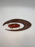 MCM Atomic Boomerang Clock Custom Hand Made Walnut, Bloodwood, Brass