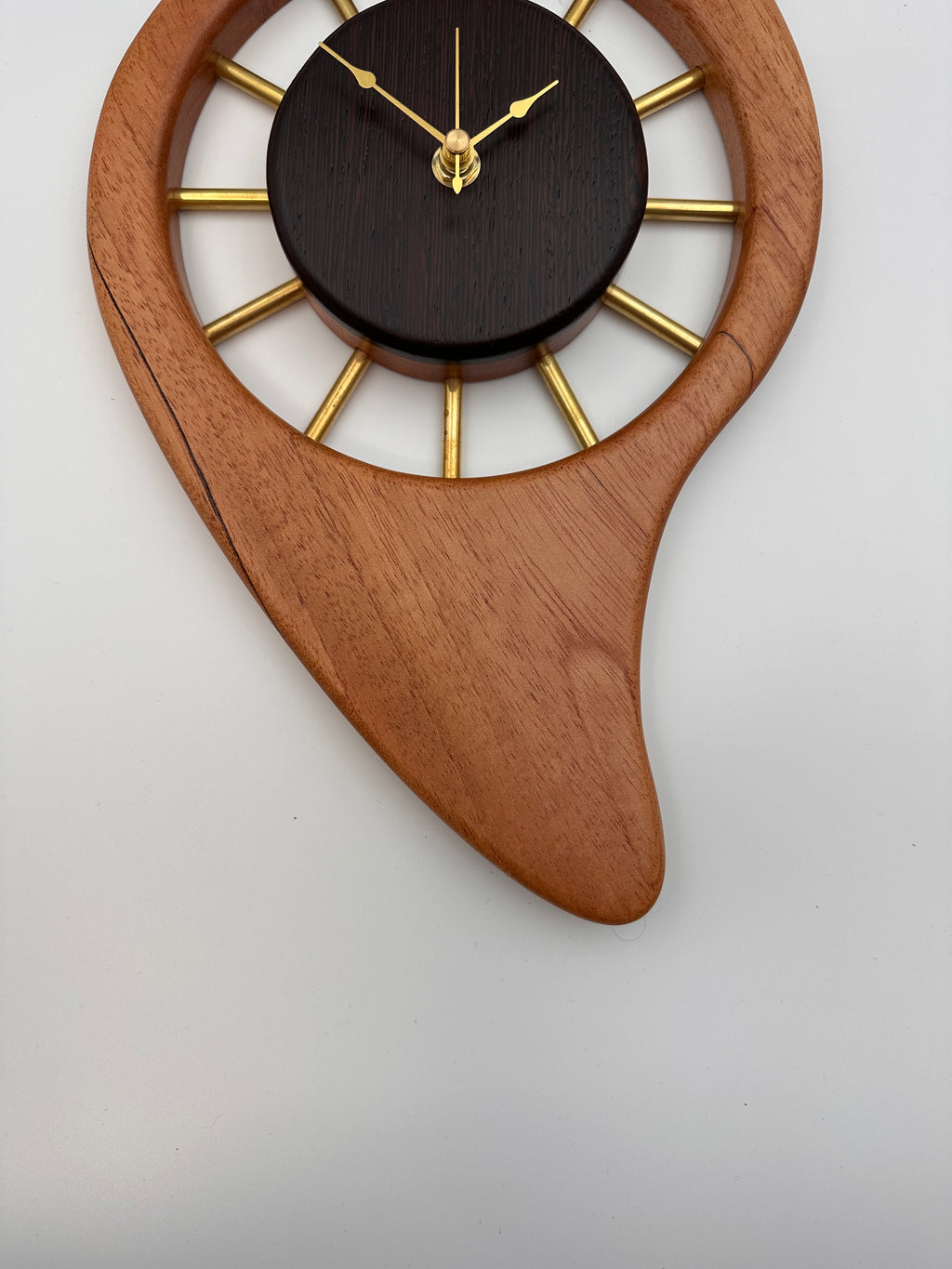 MCM Galaxy Wall Clock Custom Hand Made Mahogany, Wenge, Brass
