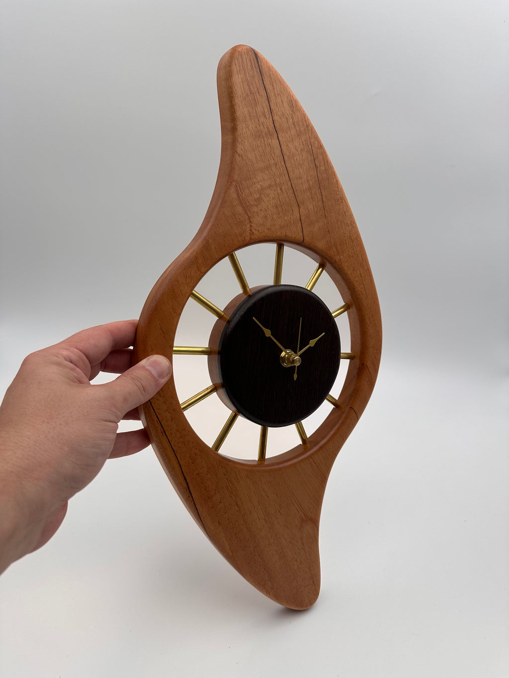 MCM Galaxy Wall Clock Custom Hand Made Mahogany, Wenge, Brass