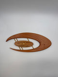MCM Atomic Boomerang Clock Custom Hand Made Mahogany, Canary Wood, Brass, Symmetrical Curves