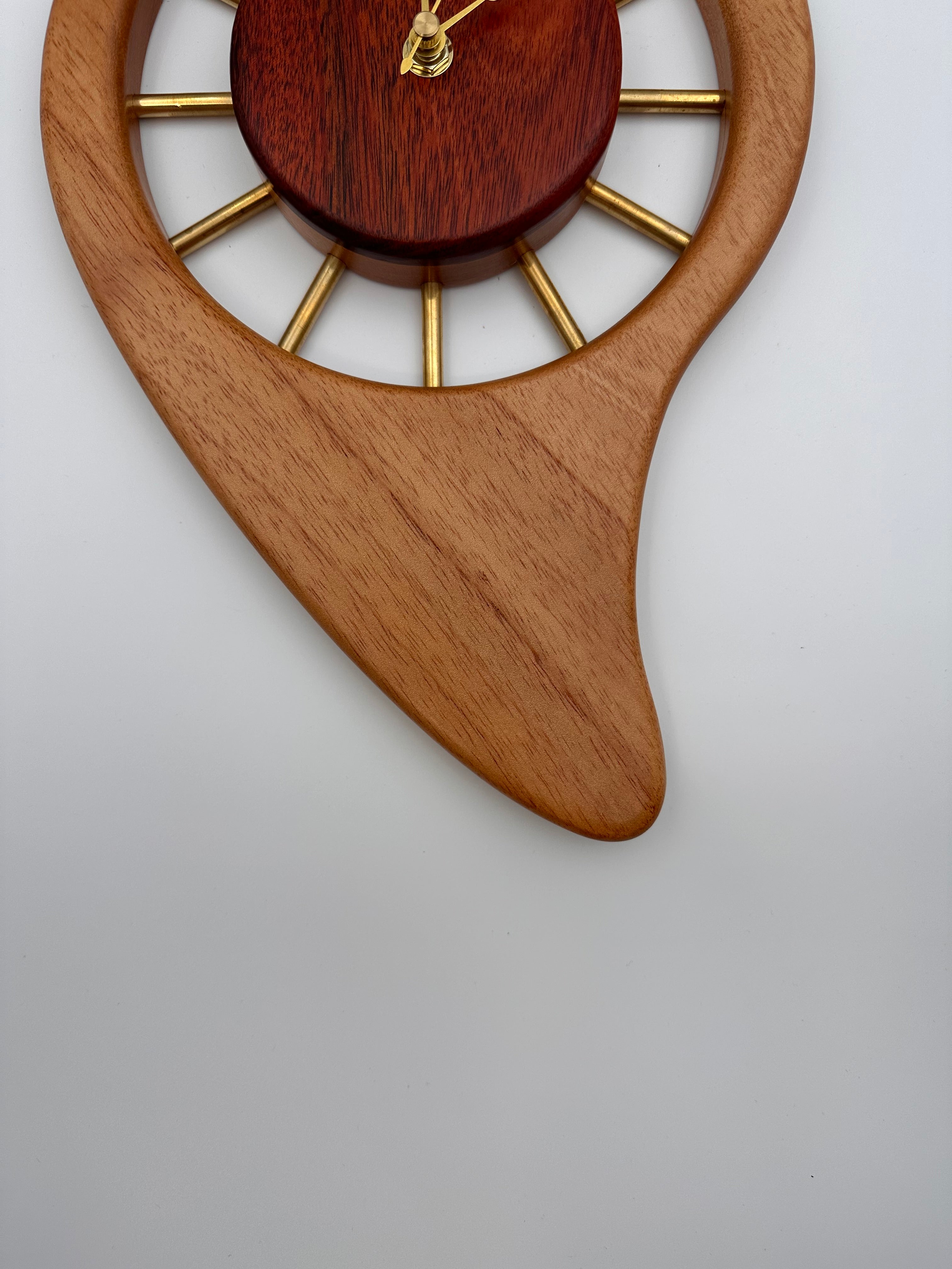 MCM Galaxy Wall Clock Custom Hand Made Mahogany, Bloodwood, Brass
