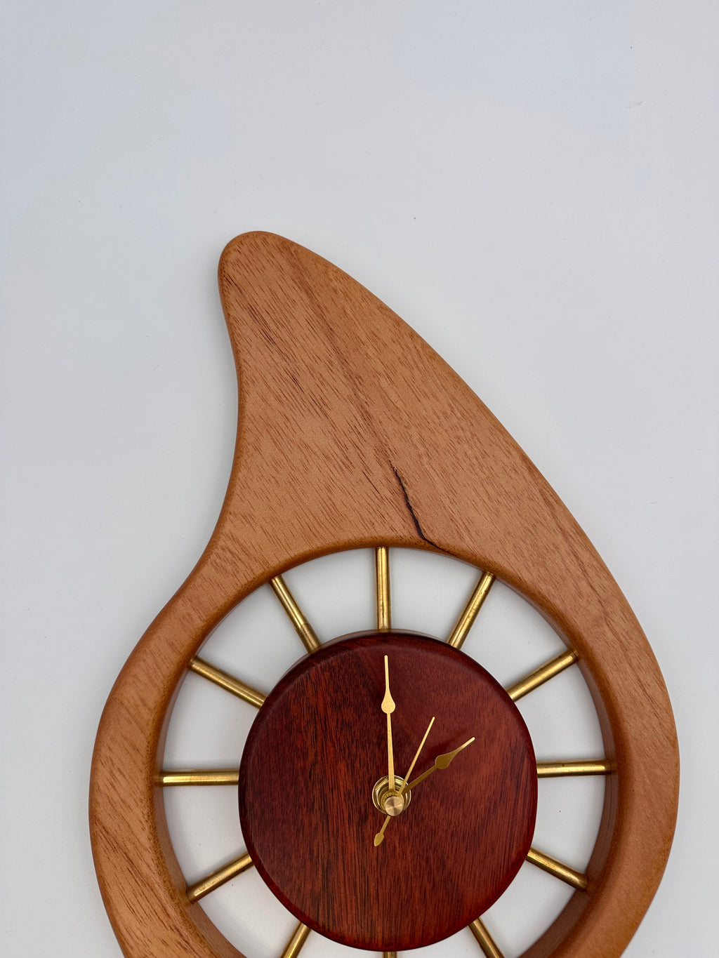 MCM Galaxy Wall Clock Custom Hand Made Mahogany, Bloodwood, Brass