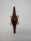 MCM Atomic Diamond Clock Custom Hand Made Walnut and Epoxy W/ Maple Star Backer