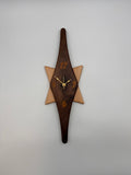 MCM Atomic Diamond Clock Custom Hand Made Walnut and Gold Epoxy W/ Maple Star Backer