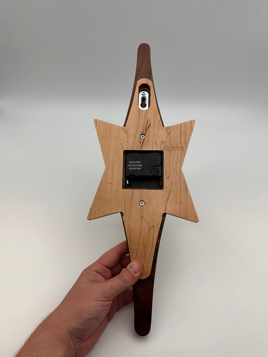 MCM Atomic Diamond Clock Custom Hand Made Walnut and Gold Epoxy W/ Maple Star Backer (Copy)