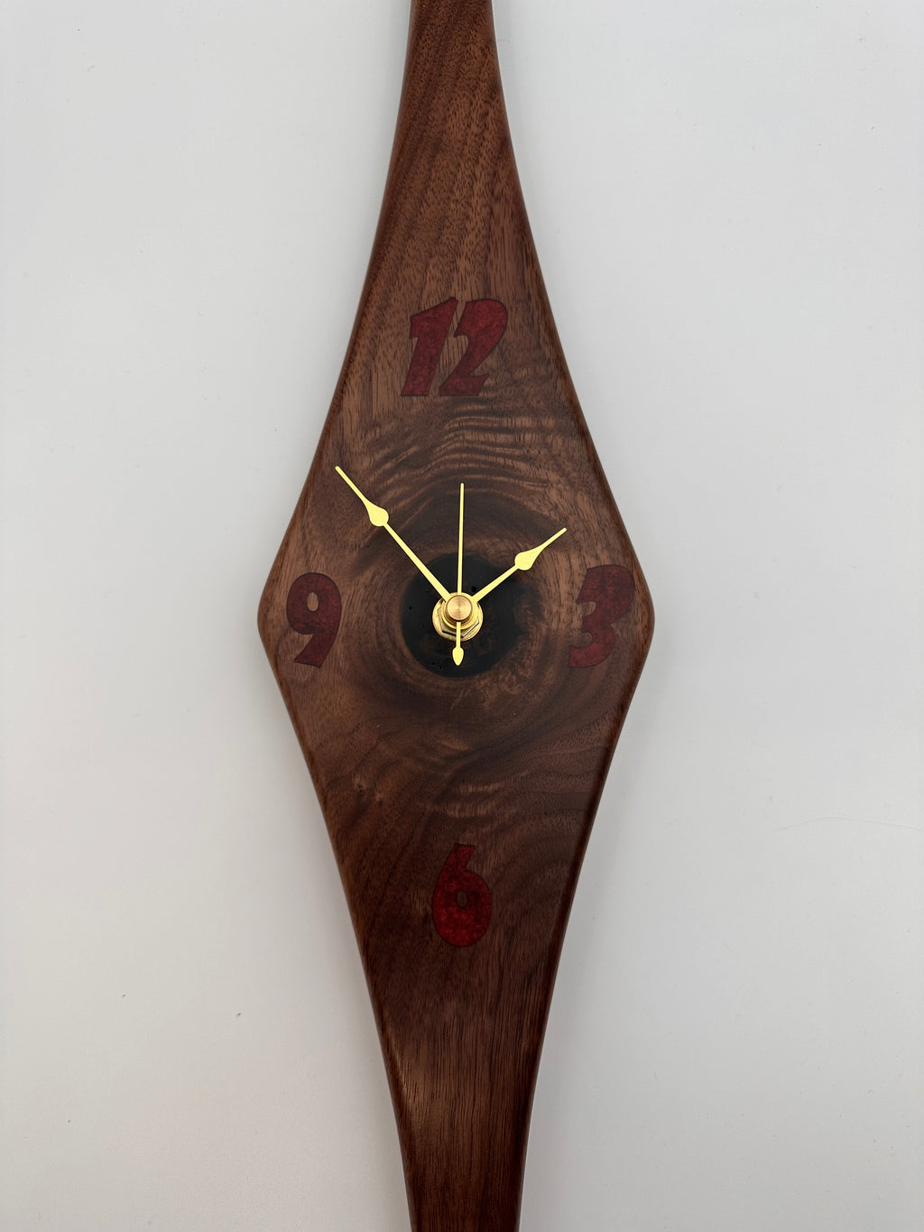 MCM Atomic Diamond Clock Custom Hand Made Black Walnut And Epoxy