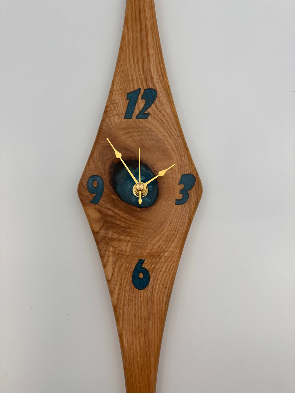 MCM Atomic Diamond Clock Custom Hand Made Ash And Blue Epoxy
