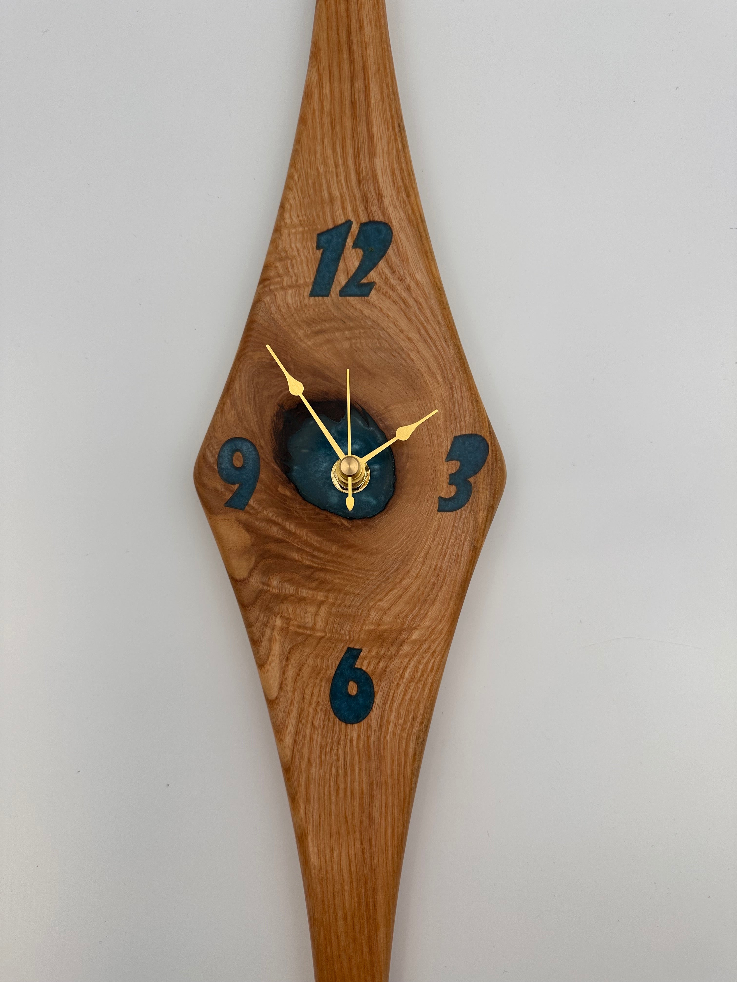 MCM Atomic Diamond Clock Custom Hand Made Ash And Blue Epoxy