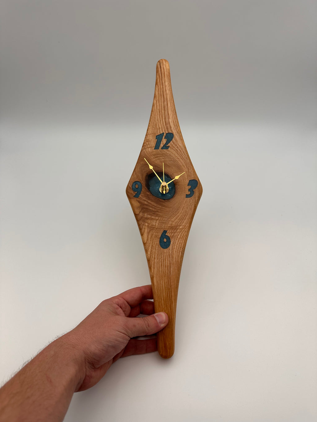 MCM Atomic Diamond Clock Custom Hand Made Ash And Blue Epoxy