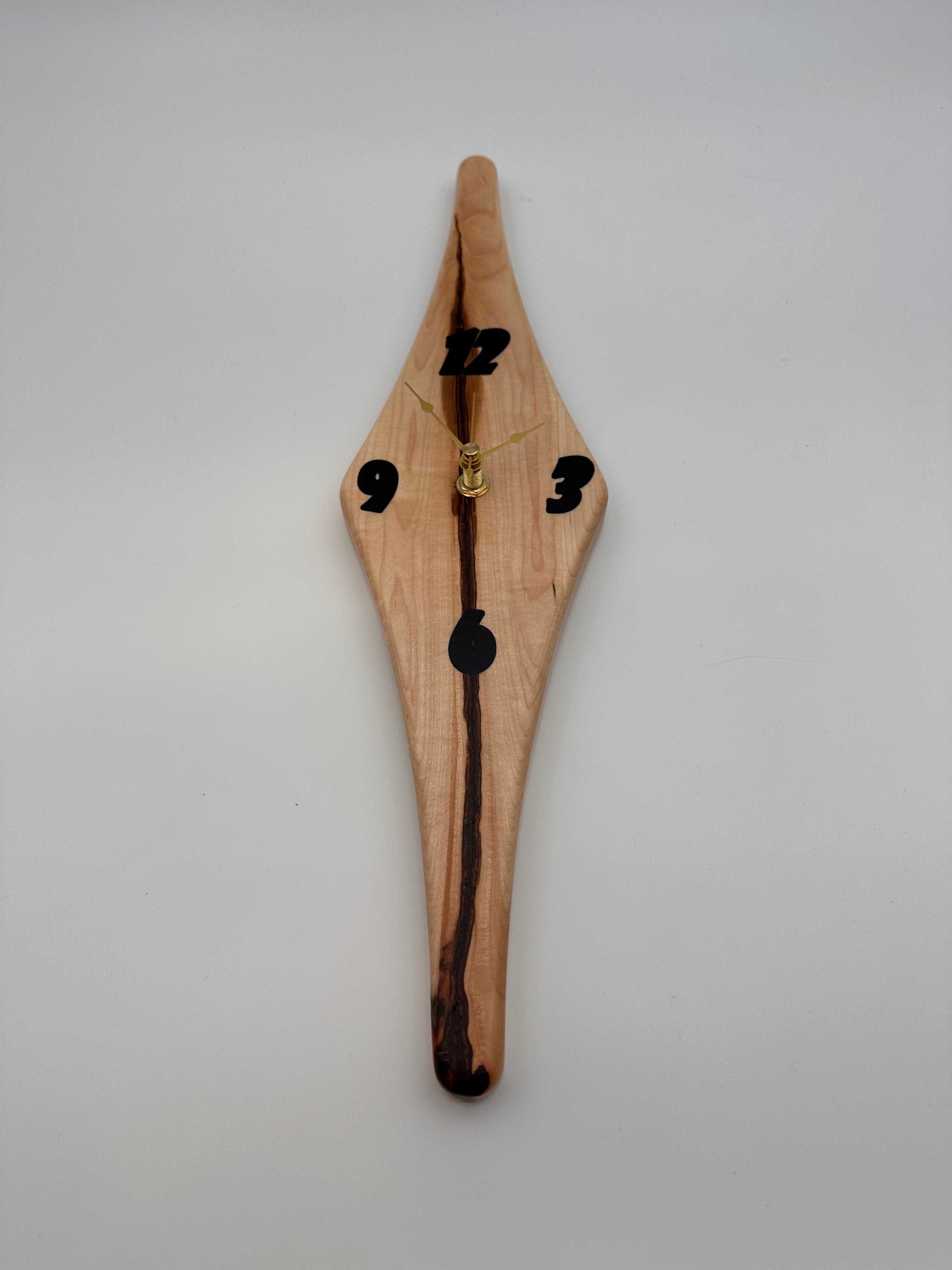 MCM Atomic Diamond Clock Custom Hand Made Maple and Black Epoxy