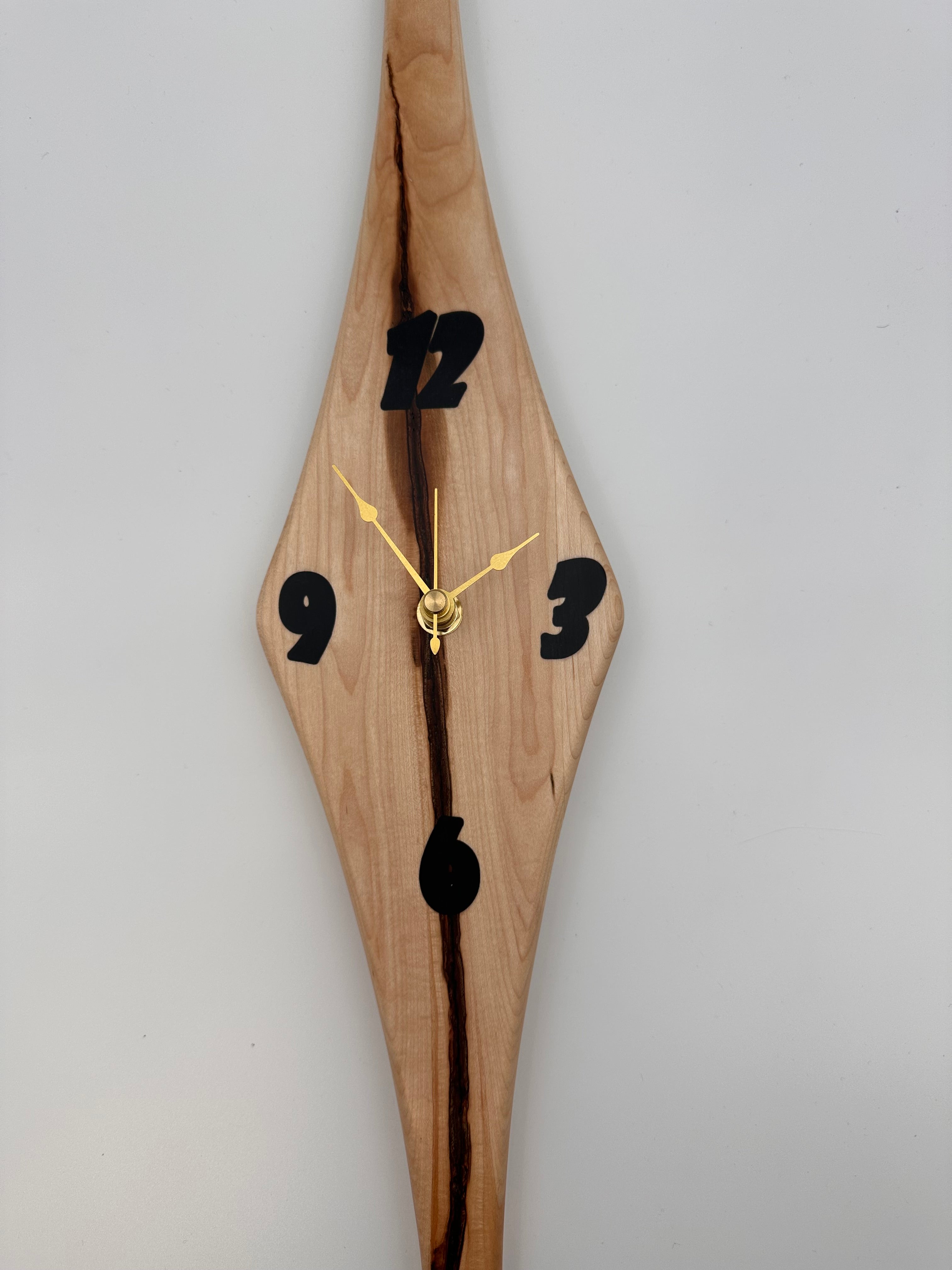 MCM Atomic Diamond Clock Custom Hand Made Maple and Black Epoxy