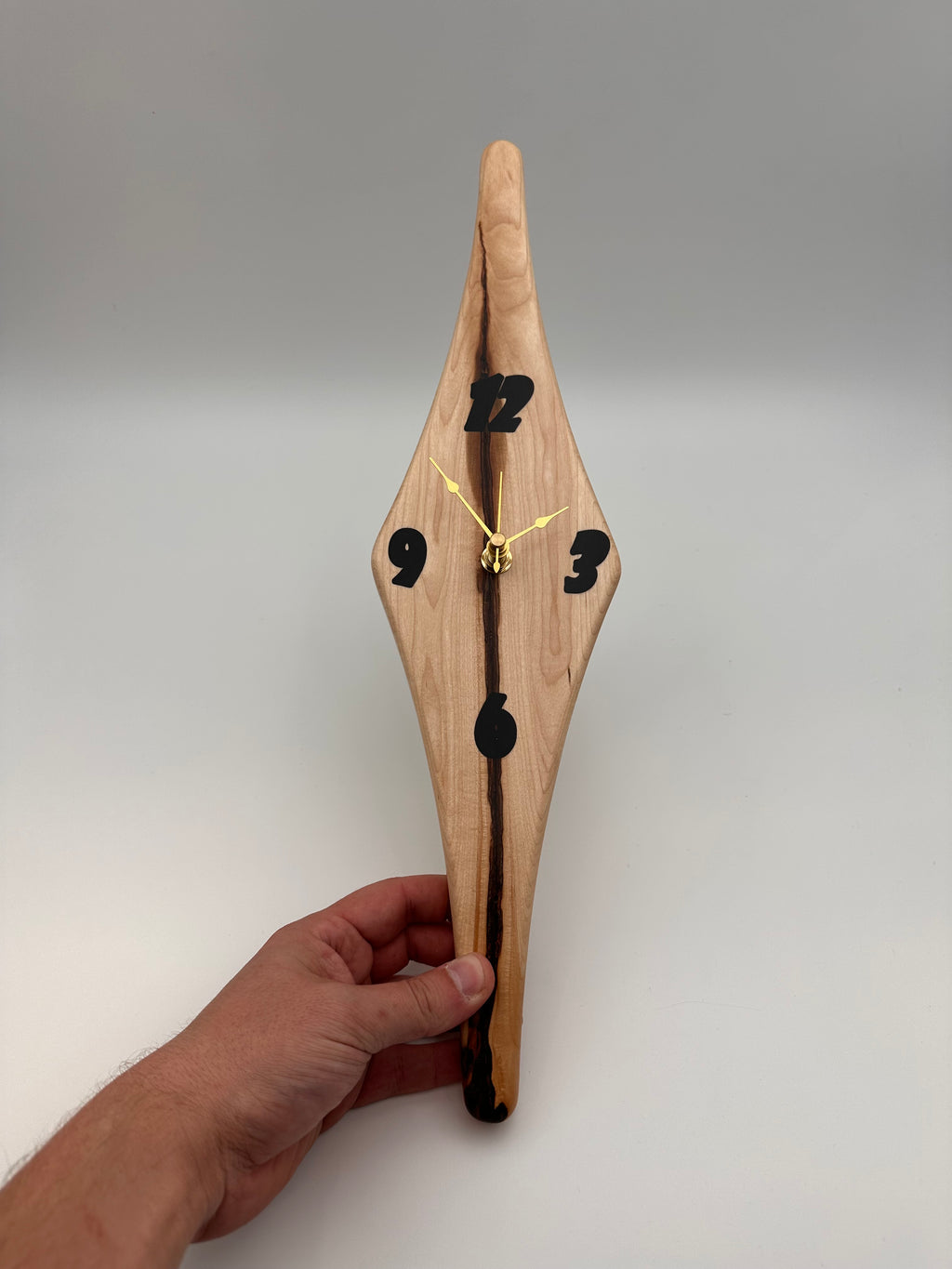MCM Atomic Diamond Clock Custom Hand Made Maple and Black Epoxy