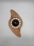 MCM Galaxy Wall Clock Custom Hand Made Curly Maple, Walnut Burl, Brass