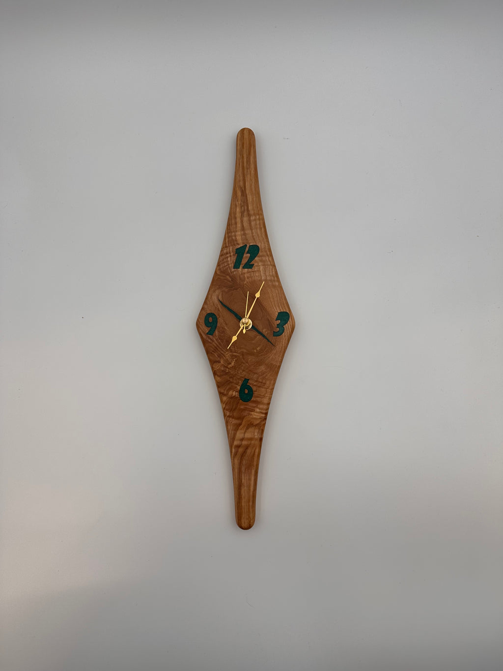 MCM Atomic Diamond Clock Custom Hand Made Ash And Turquoise Epoxy