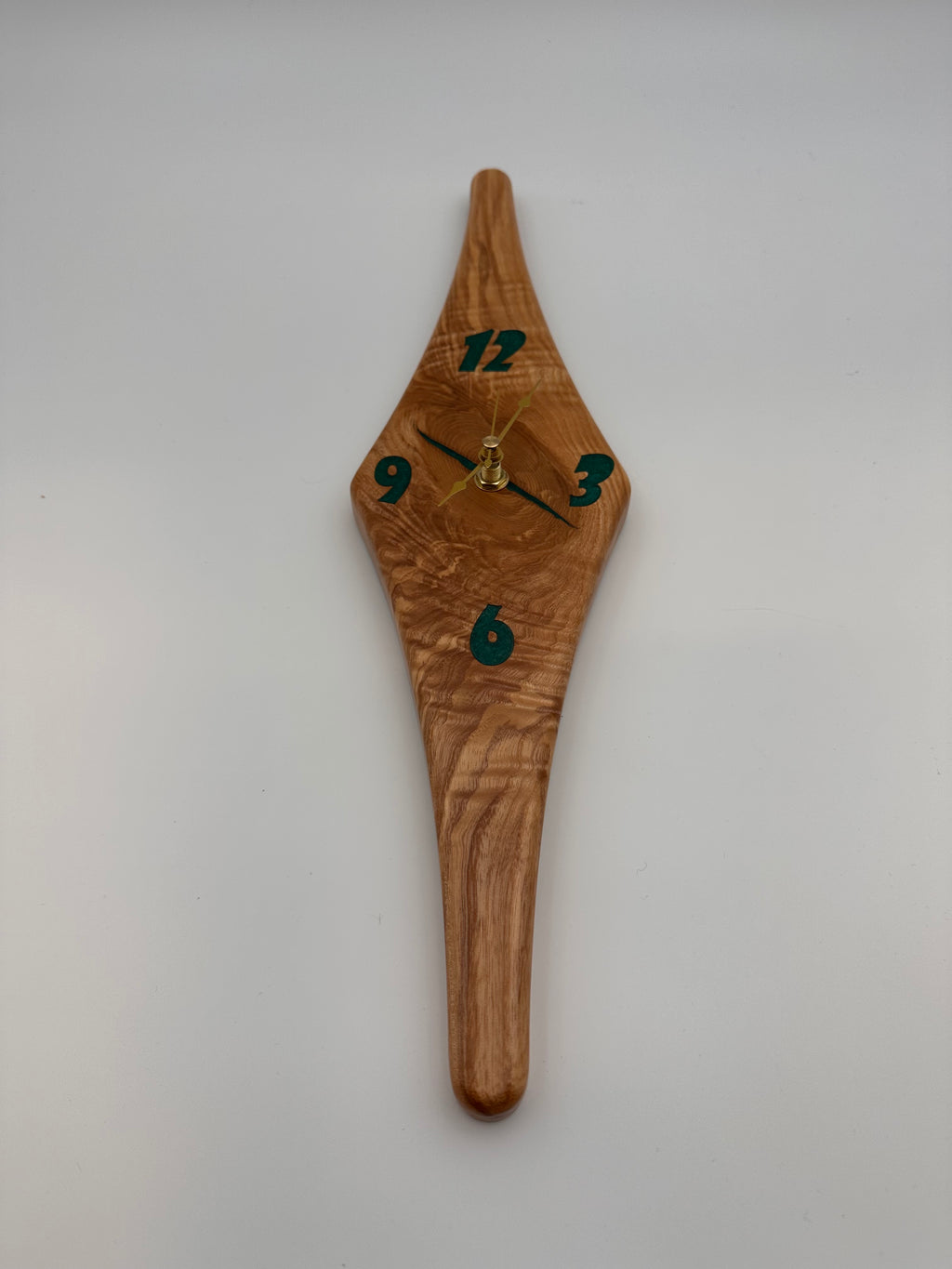 MCM Atomic Diamond Clock Custom Hand Made Ash And Turquoise Epoxy