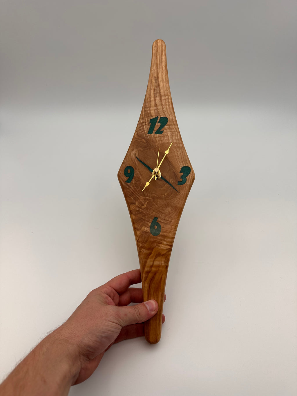 MCM Atomic Diamond Clock Custom Hand Made Ash And Turquoise Epoxy