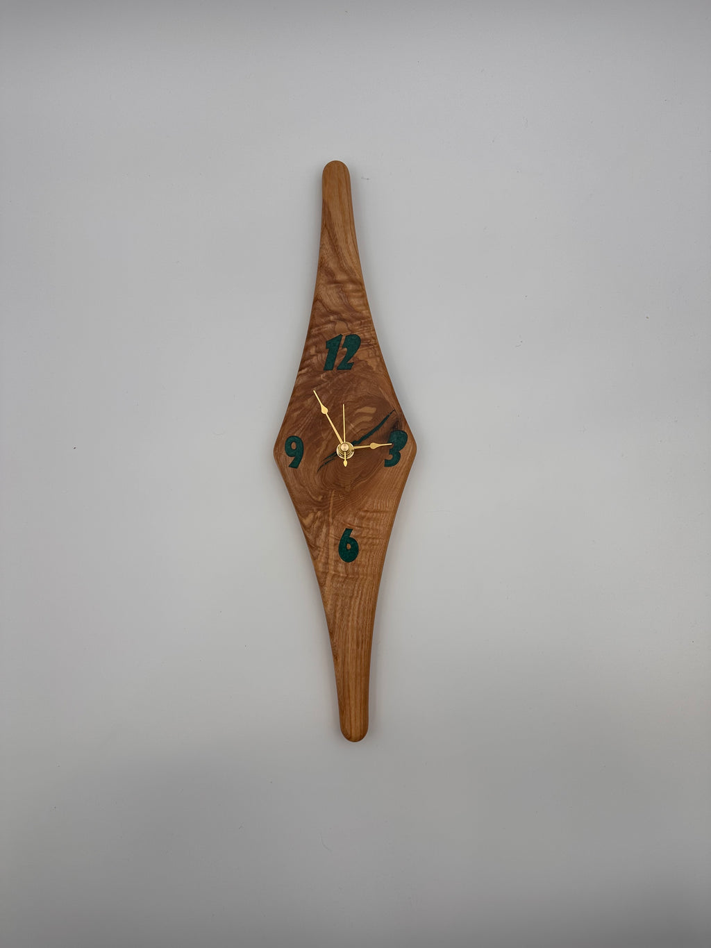 MCM Atomic Diamond Clock Custom Hand Made Ash And Turquoise Epoxy