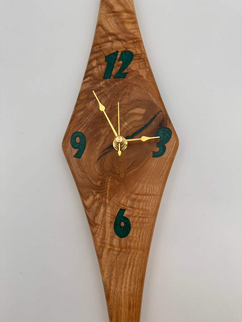 MCM Atomic Diamond Clock Custom Hand Made Ash And Turquoise Epoxy