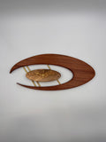MCM Atomic Boomerang Clock Custom Hand Made Mahogany, Curly Spalted Maple, Brass, Symmetrical Curves