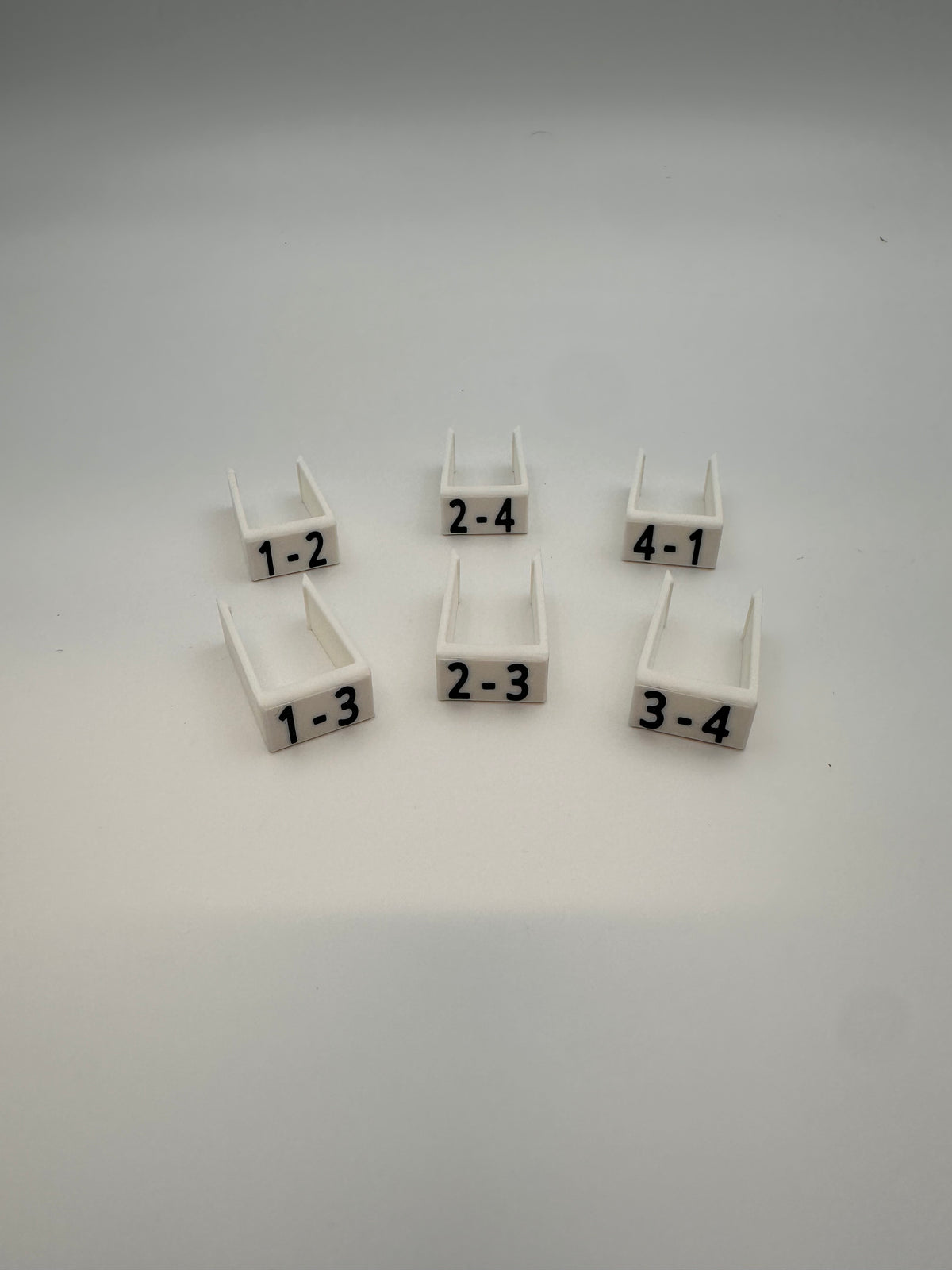 Clip on Treadle Numbers for a LeClerc 6 Treadle Floor Loom Number Combinations