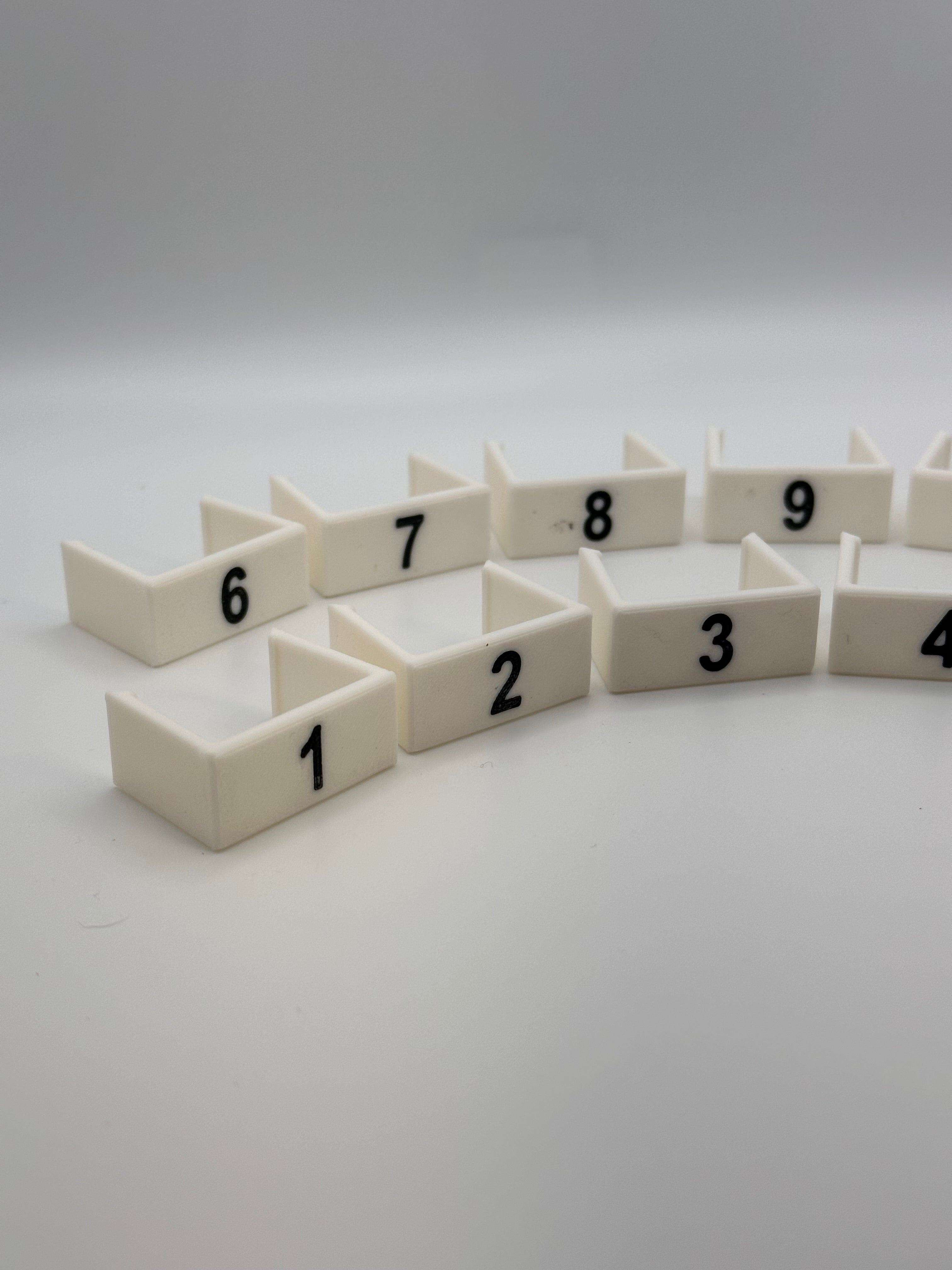 Clip on Treadle Numbers for a Harrisville Design 10 Treadle Floor Loom.