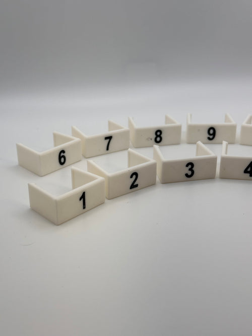 Clip on Treadle Numbers for a Harrisville Design 10 Treadle Floor Loom.