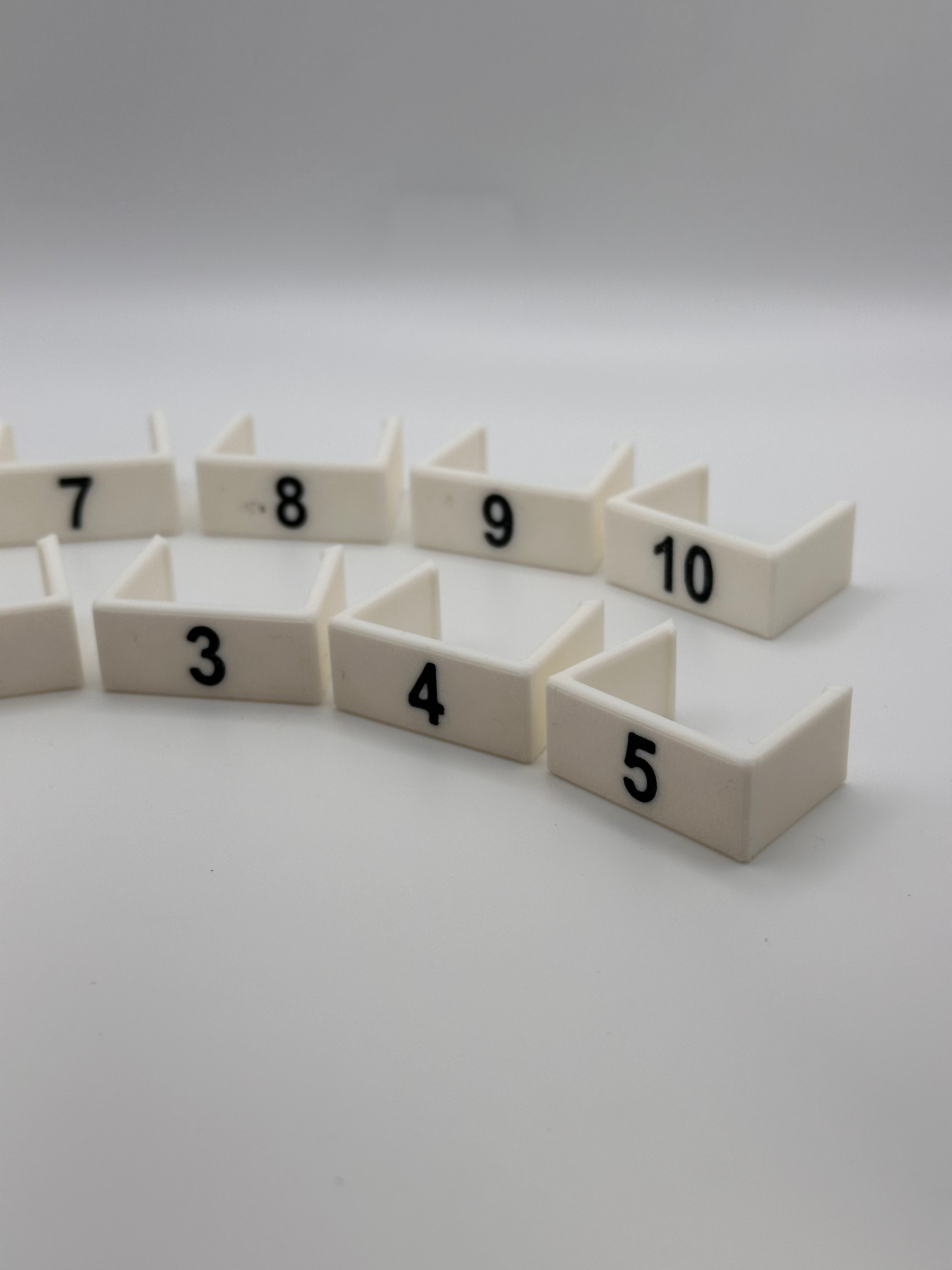 Clip on Treadle Numbers for a Harrisville Design 10 Treadle Floor Loom.