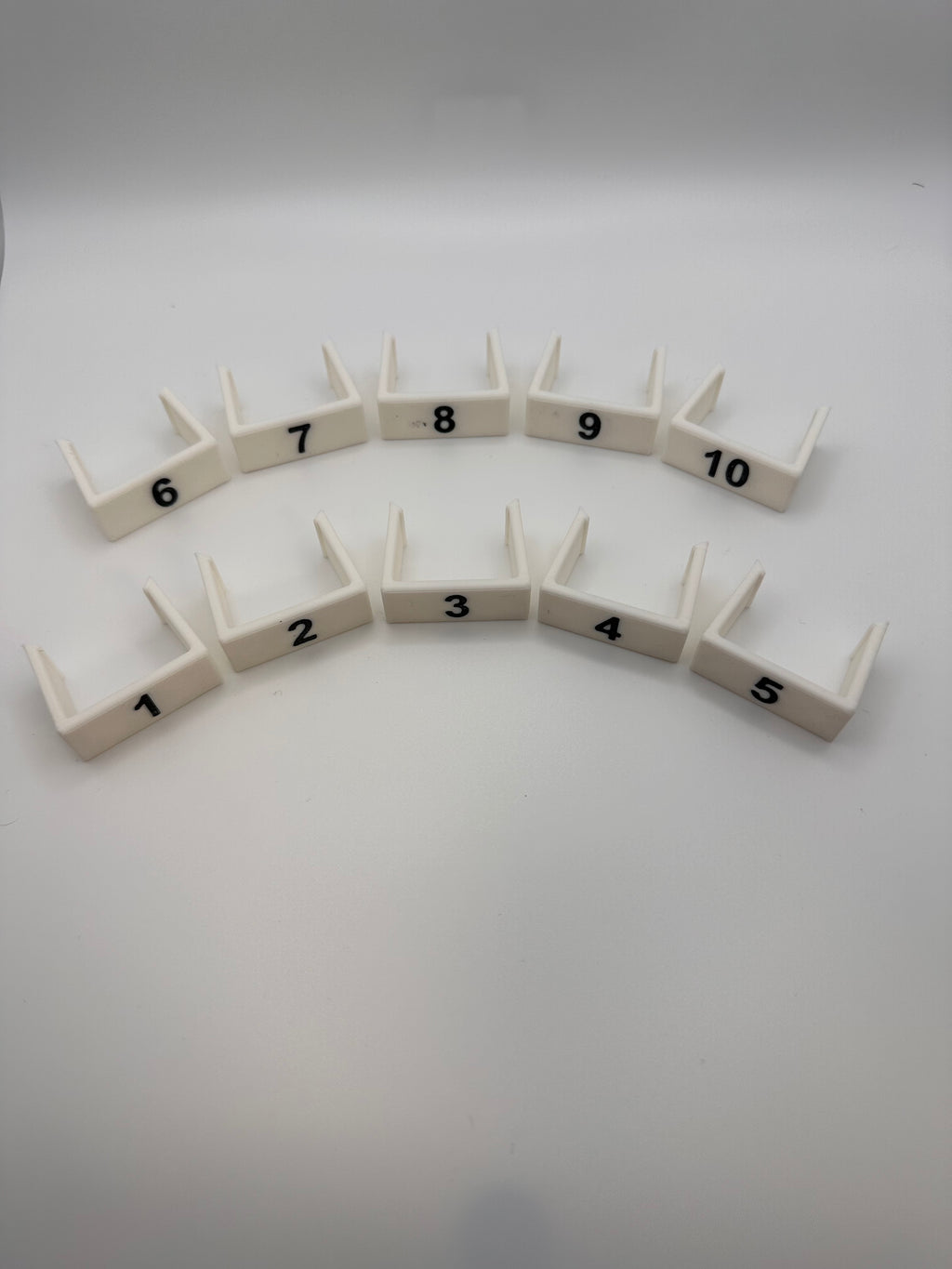 Clip on Treadle Numbers for a Harrisville Design 10 Treadle Floor Loom.