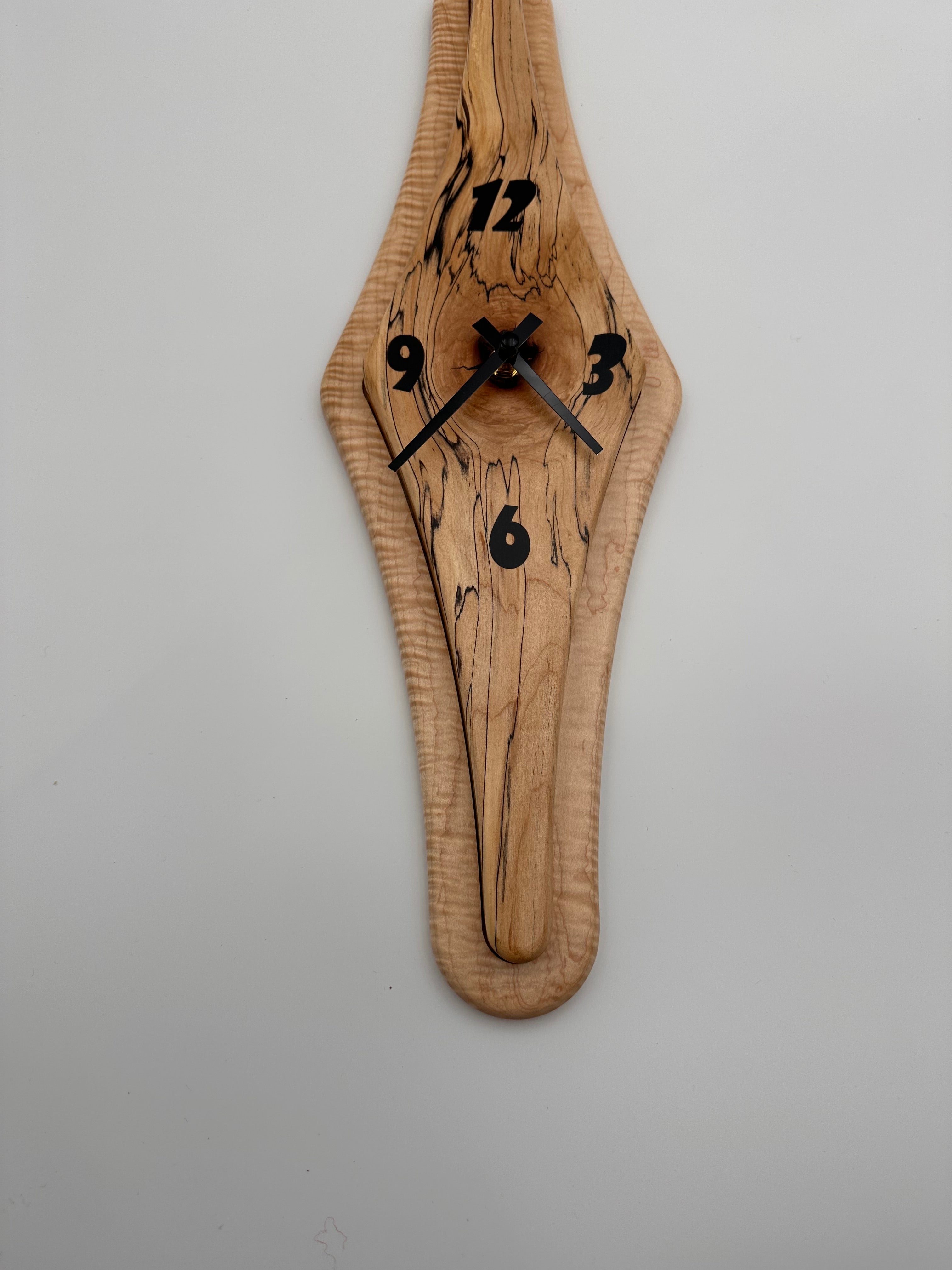 MCM Atomic Diamond Clock Custom Hand Made Maple and Epoxy W/Curly Maple Backer