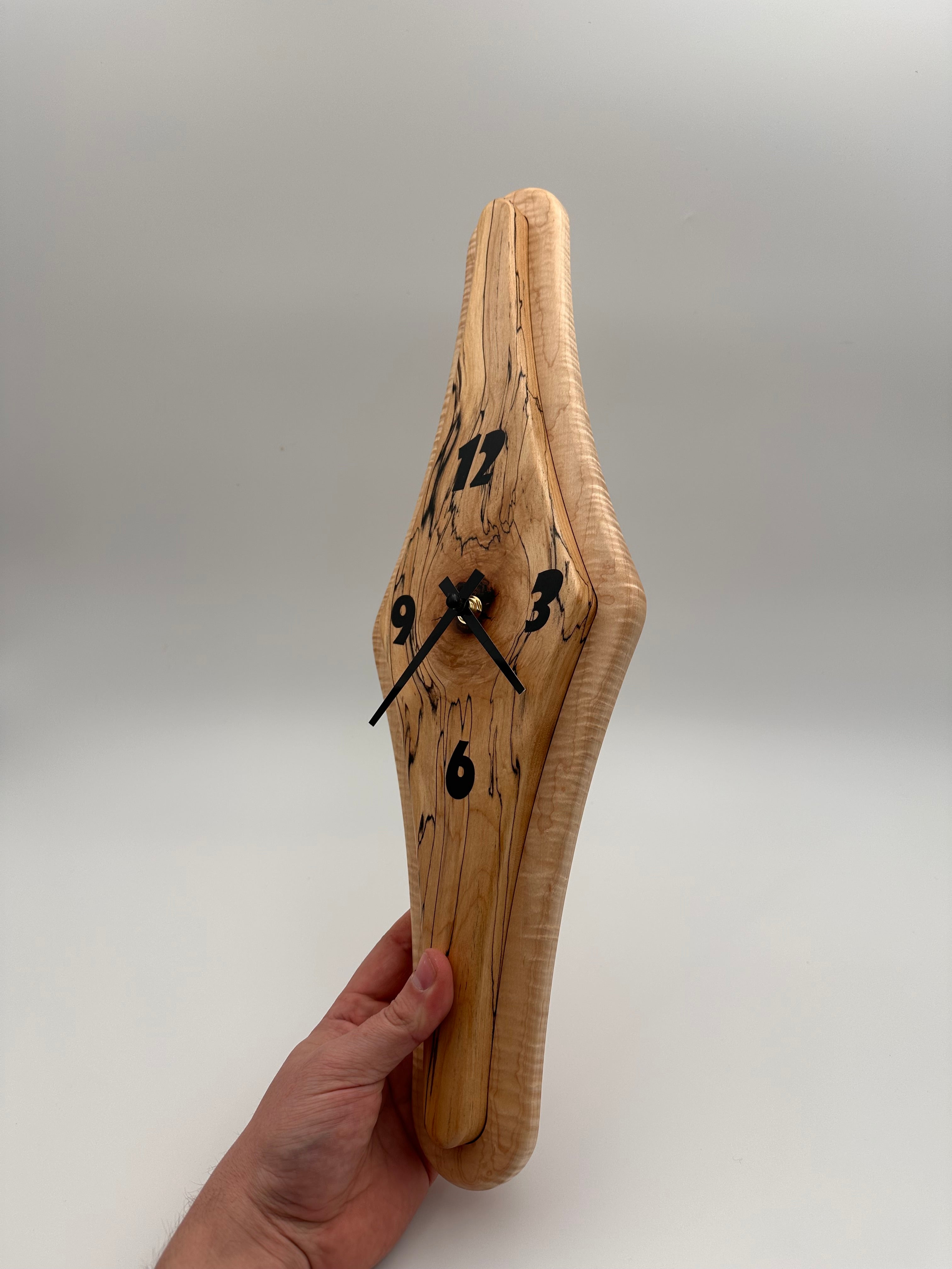 MCM Atomic Diamond Clock Custom Hand Made Maple and Epoxy W/Curly Maple Backer