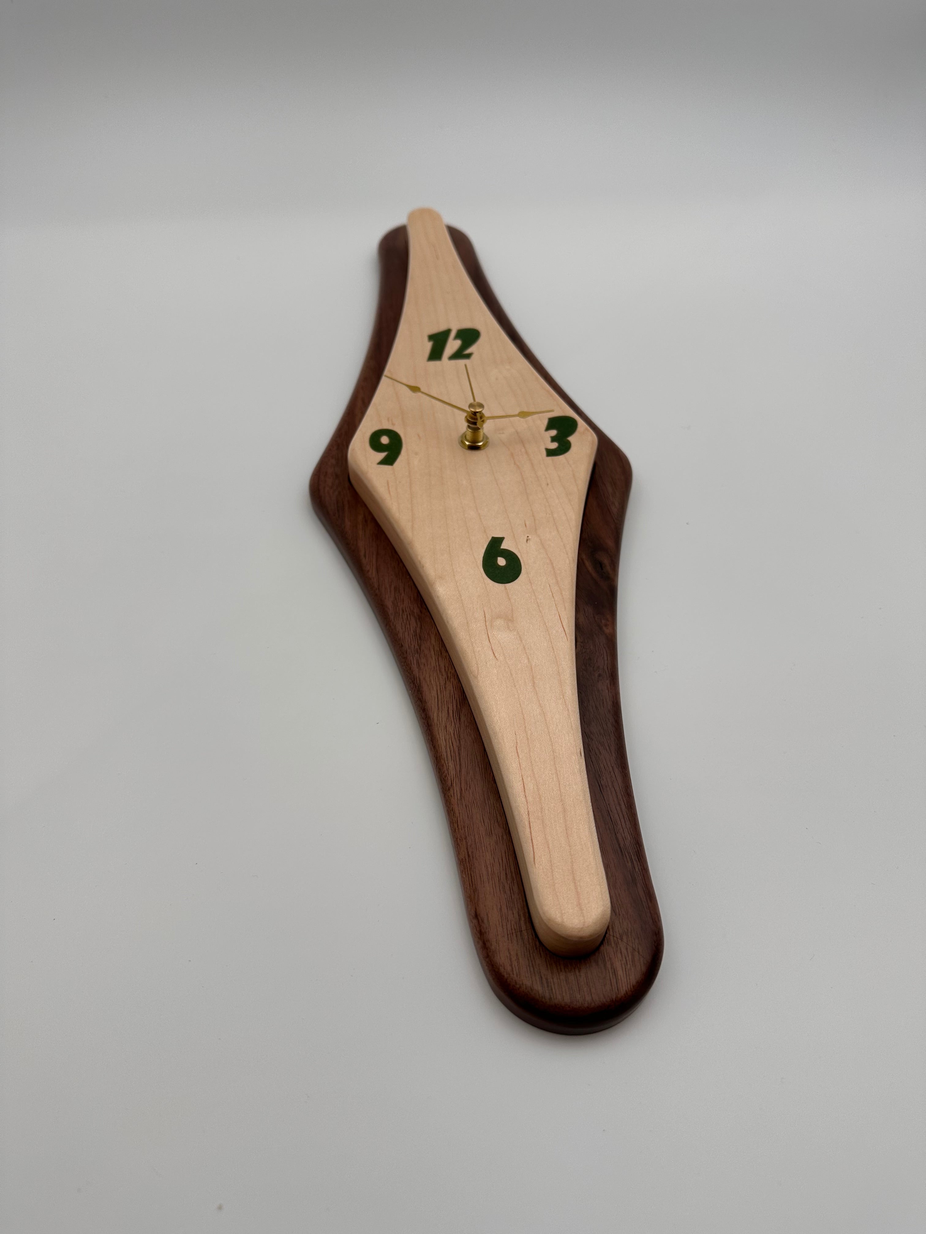 MCM Atomic Diamond Clock Custom Hand Made Maple and Epoxy W/ Black Walnut Backer