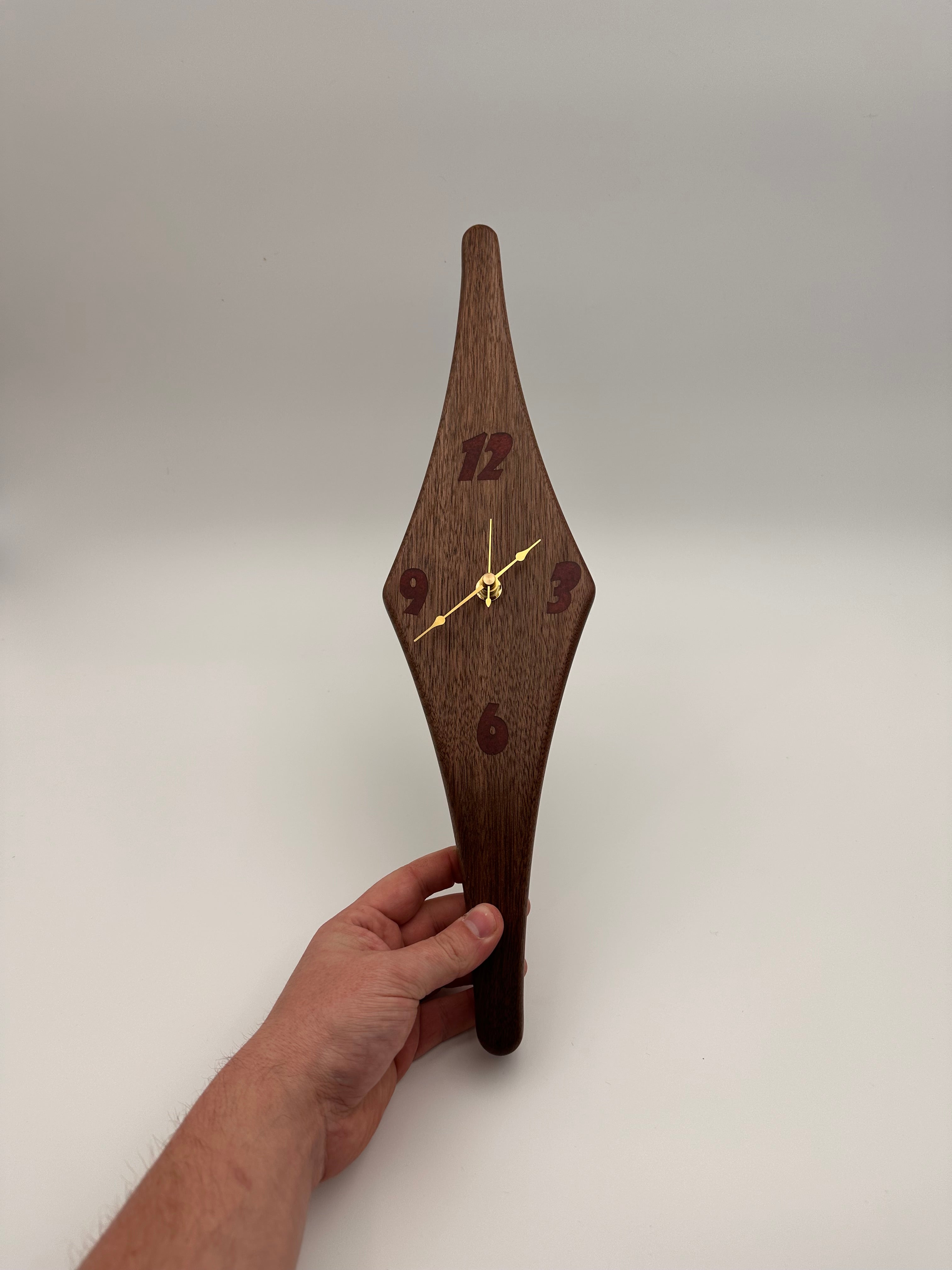 MCM Atomic Diamond Clock Custom Hand Made Black Walnut And Epoxy