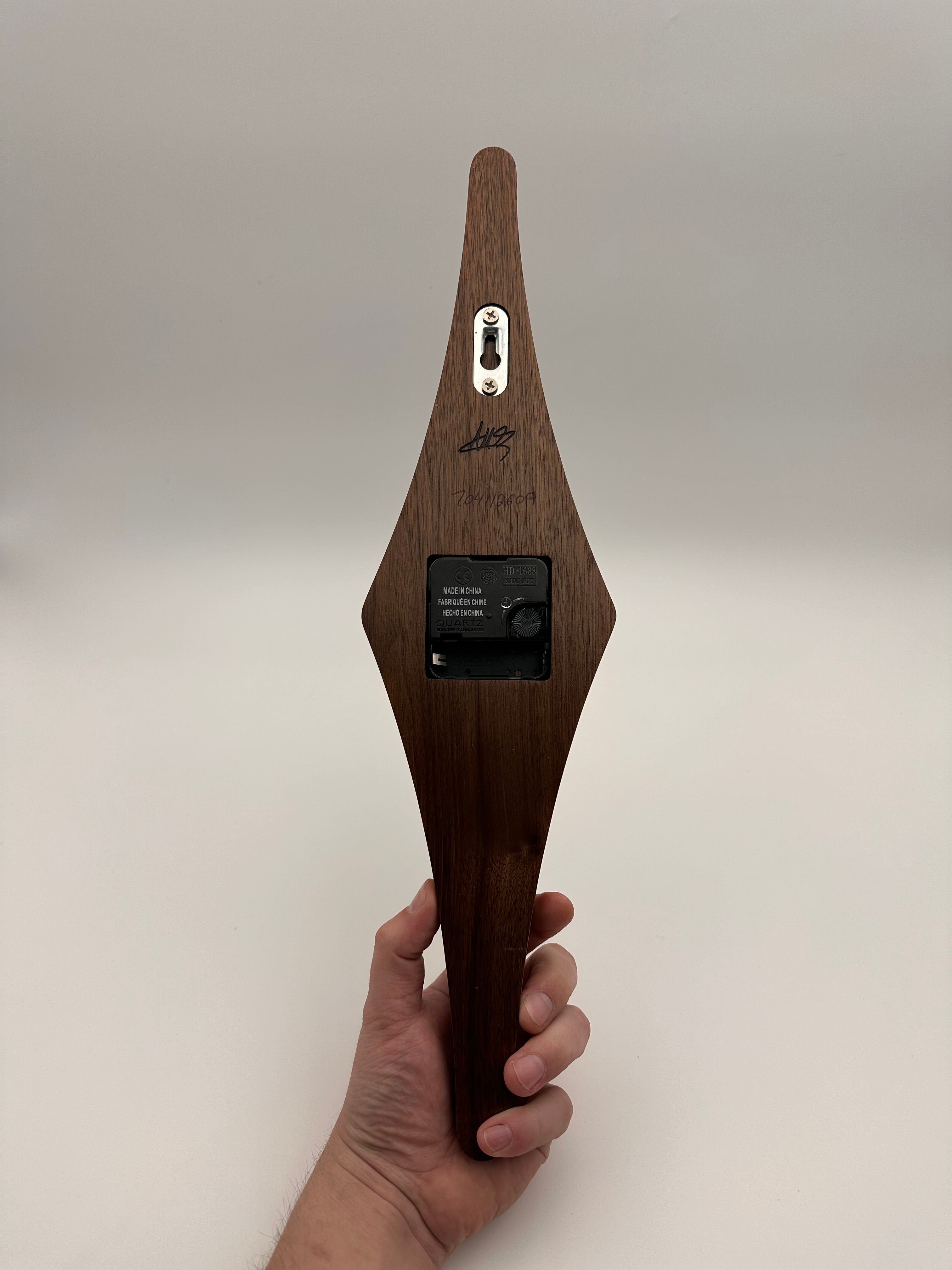 MCM Atomic Diamond Clock Custom Hand Made Black Walnut And Epoxy