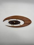 MCM Atomic Boomerang Clock Custom Hand Made Zebra Wood, Wenge, Brass