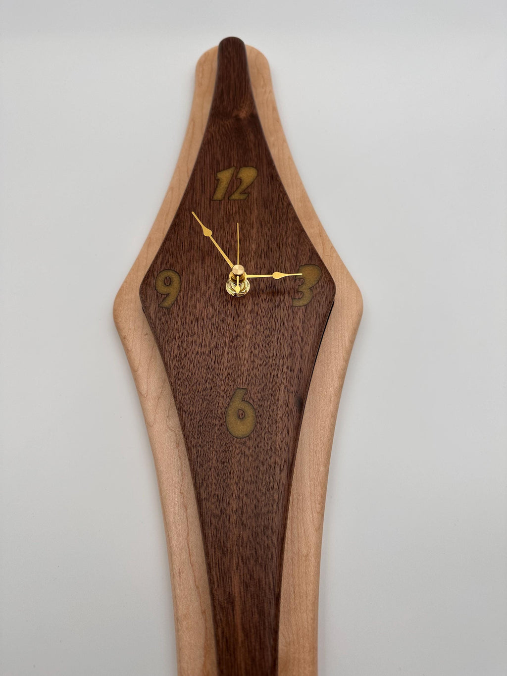 MCM Atomic Diamond Clock Custom Hand Made Walnut and Epoxy W/ Maple Backer