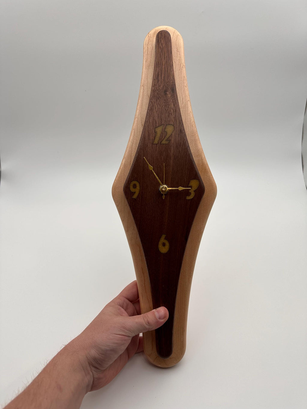 MCM Atomic Diamond Clock Custom Hand Made Walnut and Epoxy W/ Maple Backer