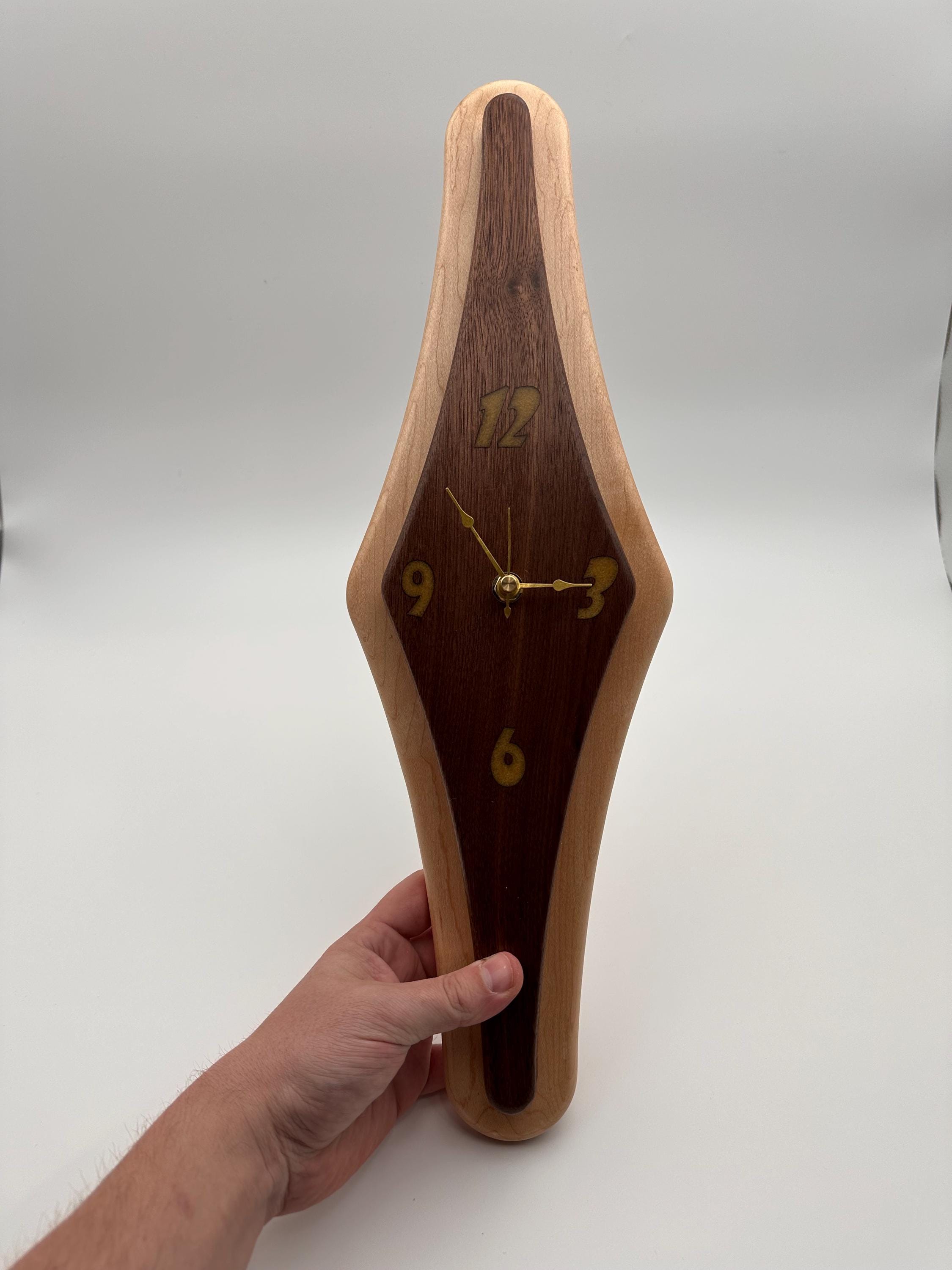 MCM Atomic Diamond Clock Custom Hand Made Walnut and Epoxy W/ Maple Backer