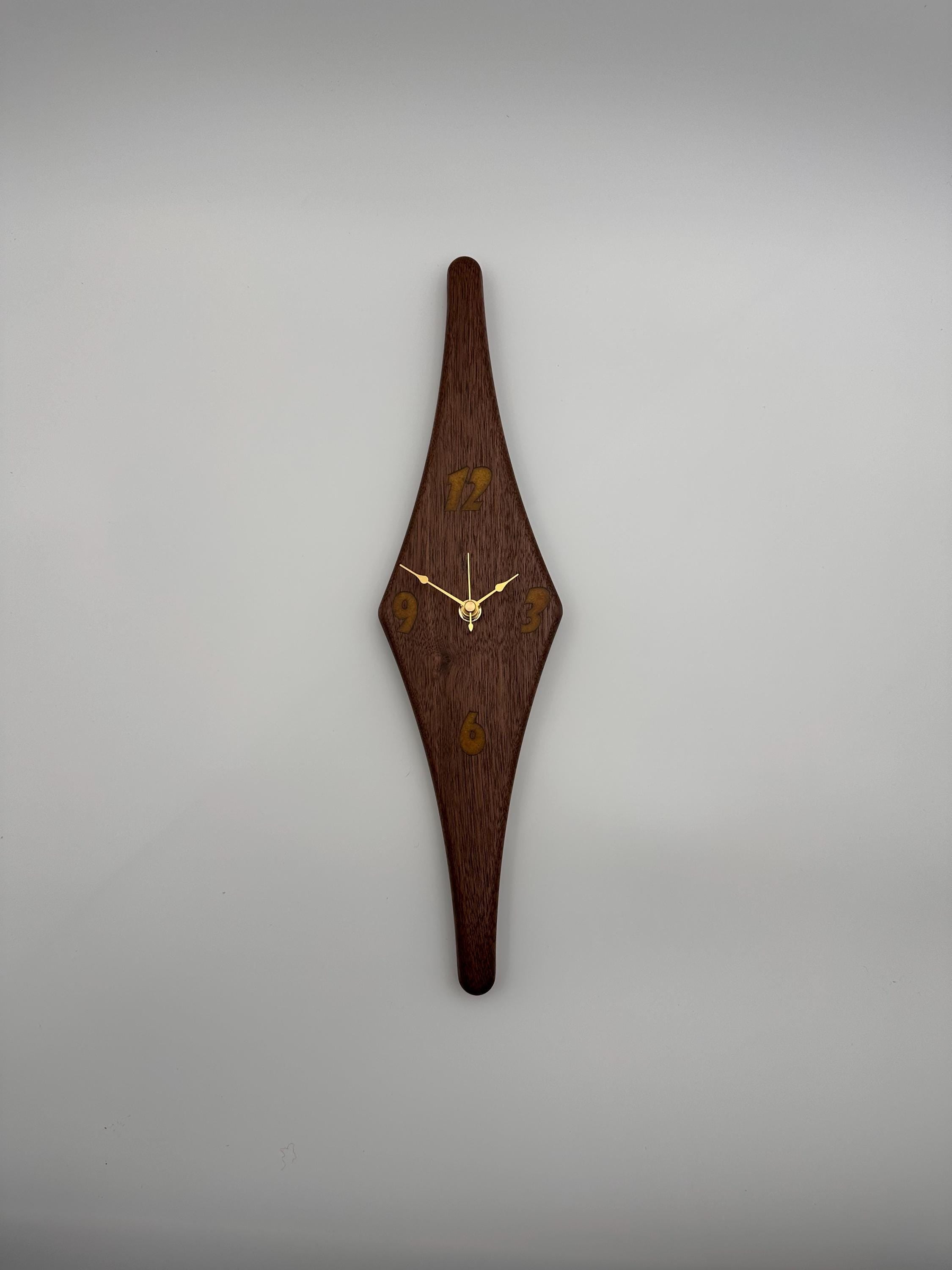 MCM Atomic Diamond Clock Custom Hand Made Black Walnut And Epoxy