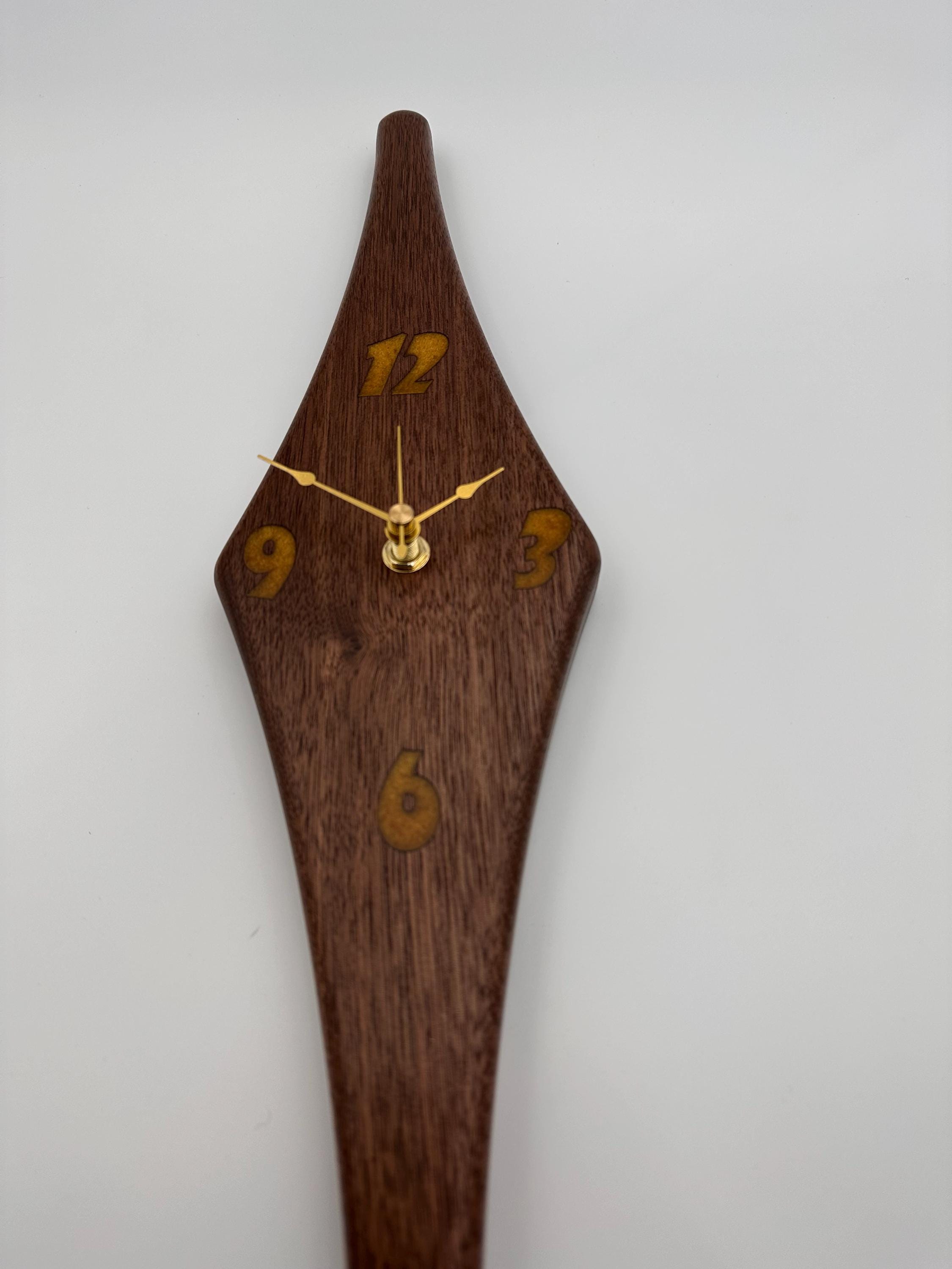 MCM Atomic Diamond Clock Custom Hand Made Black Walnut And Epoxy