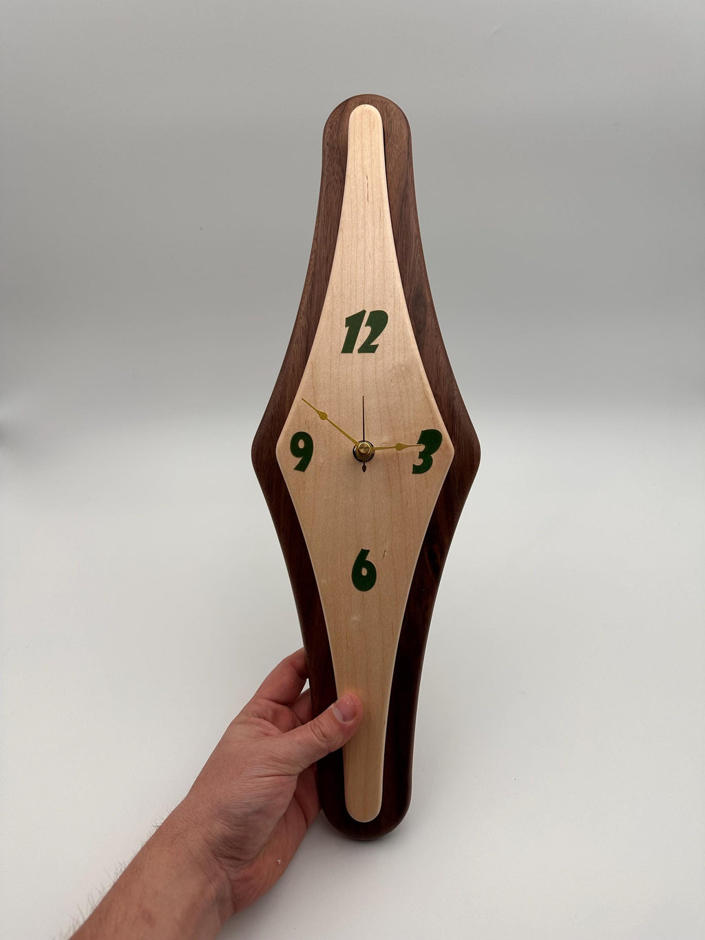 MCM Atomic Diamond Clock Custom Hand Made Maple and Epoxy W/ Black Walnut Backer
