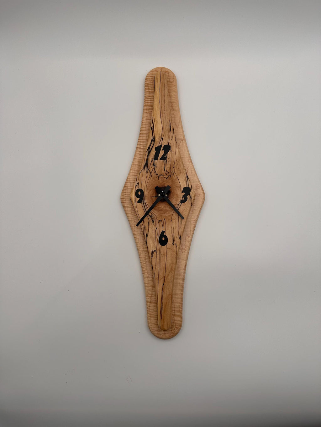 MCM Atomic Diamond Clock Custom Hand Made Maple and Epoxy W/Curly Maple Backer
