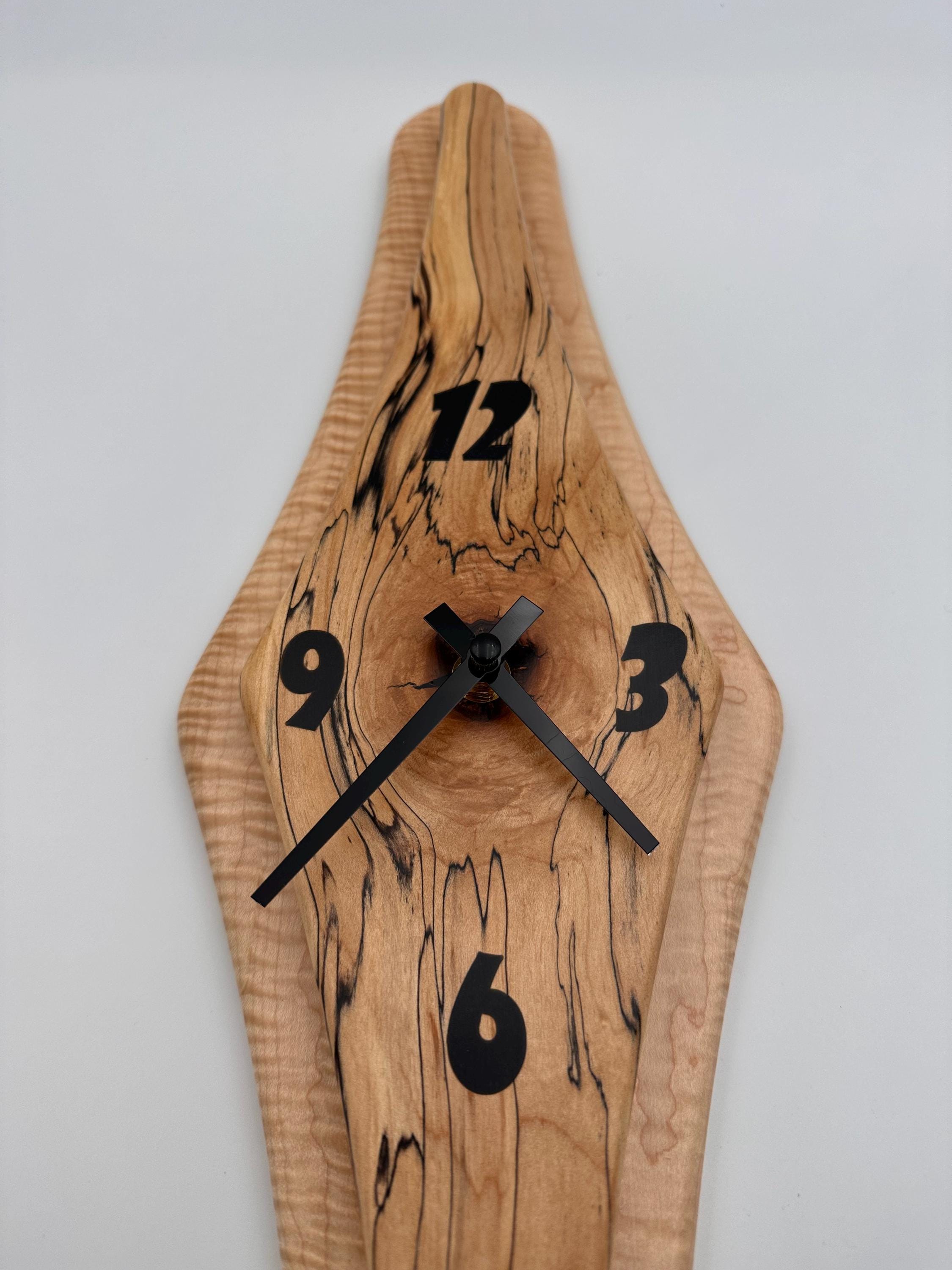 MCM Atomic Diamond Clock Custom Hand Made Maple and Epoxy W/Curly Maple Backer
