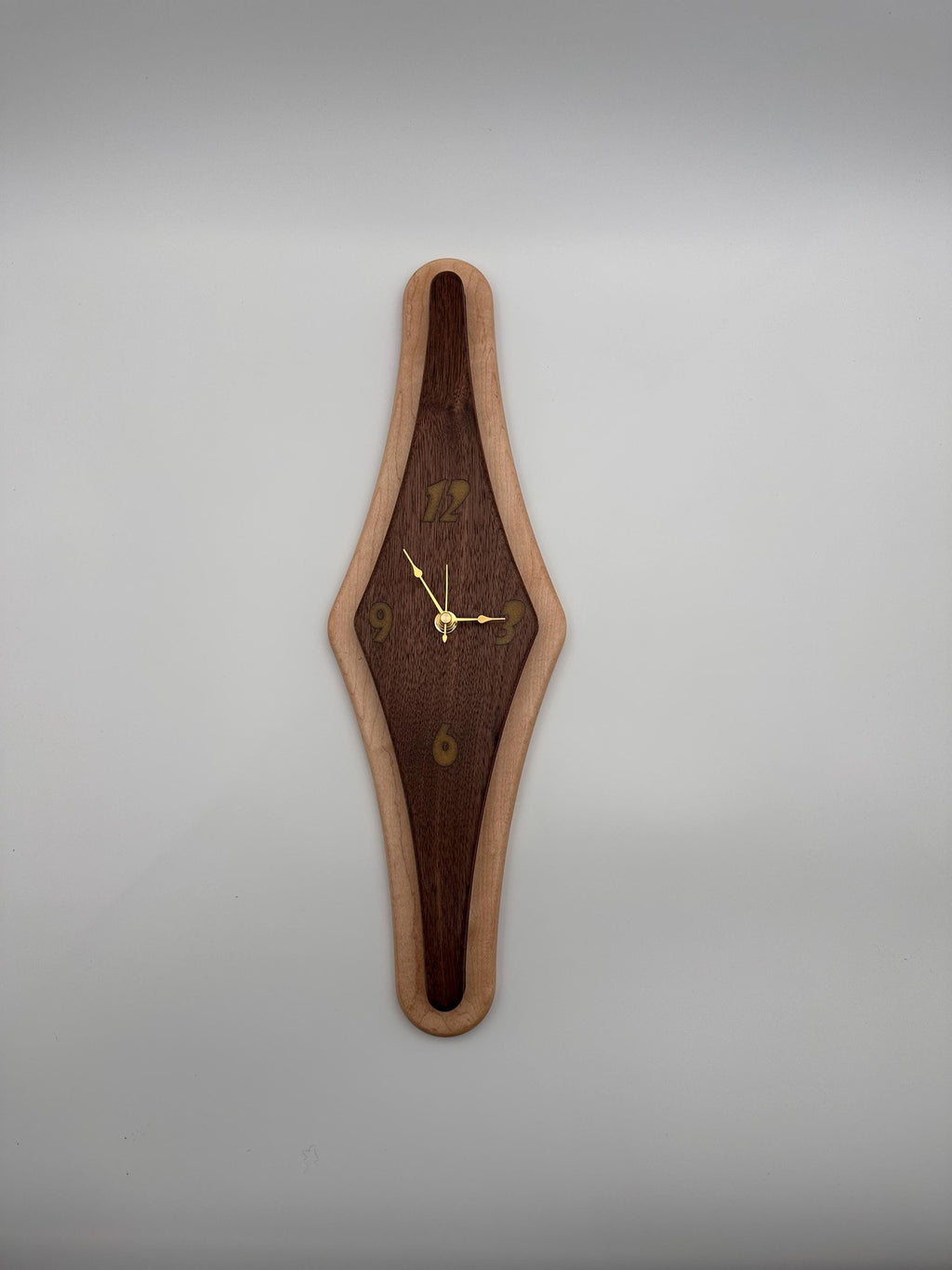 MCM Atomic Diamond Clock Custom Hand Made Walnut and Epoxy W/ Maple Backer