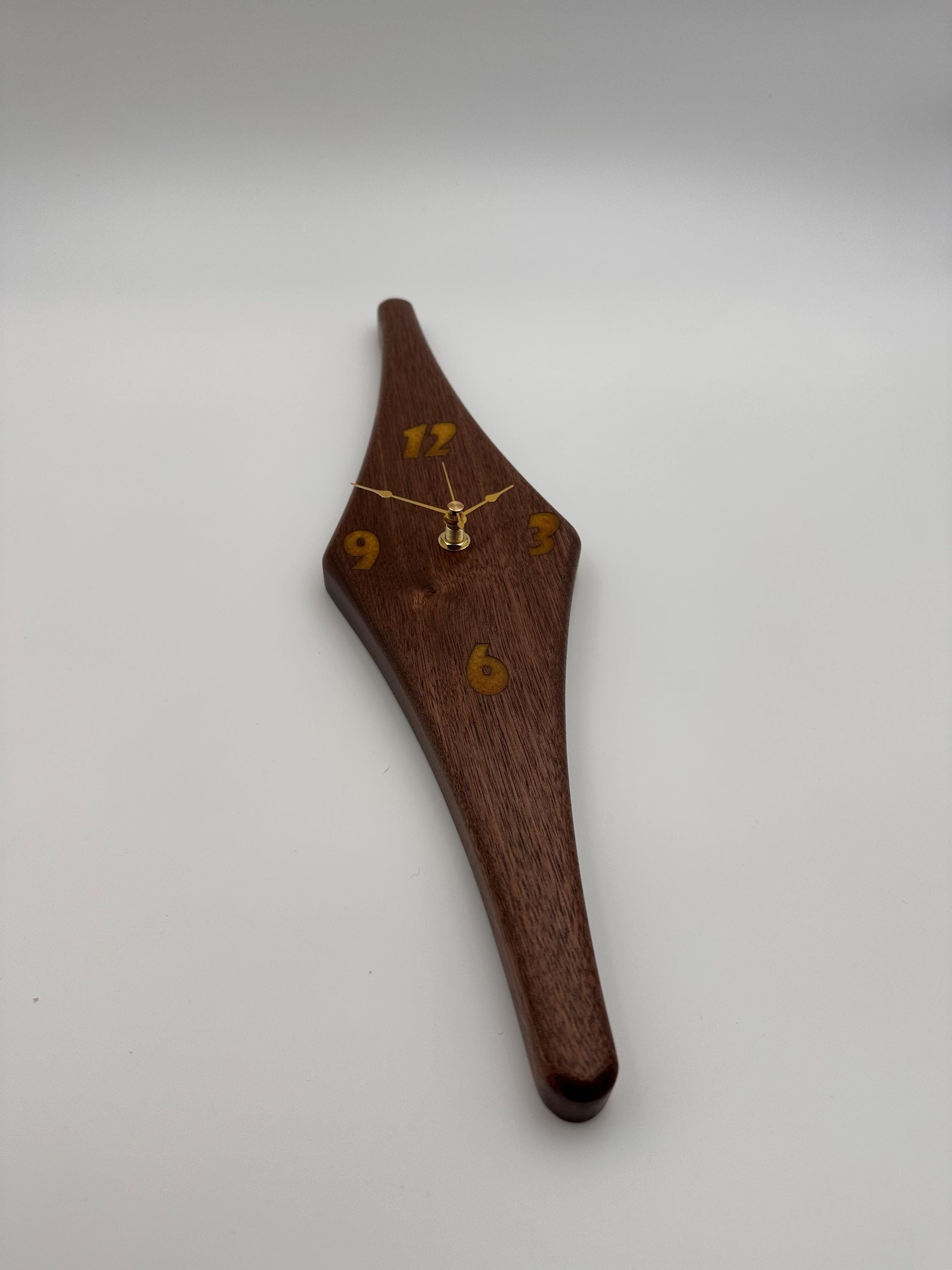 MCM Atomic Diamond Clock Custom Hand Made Black Walnut And Epoxy